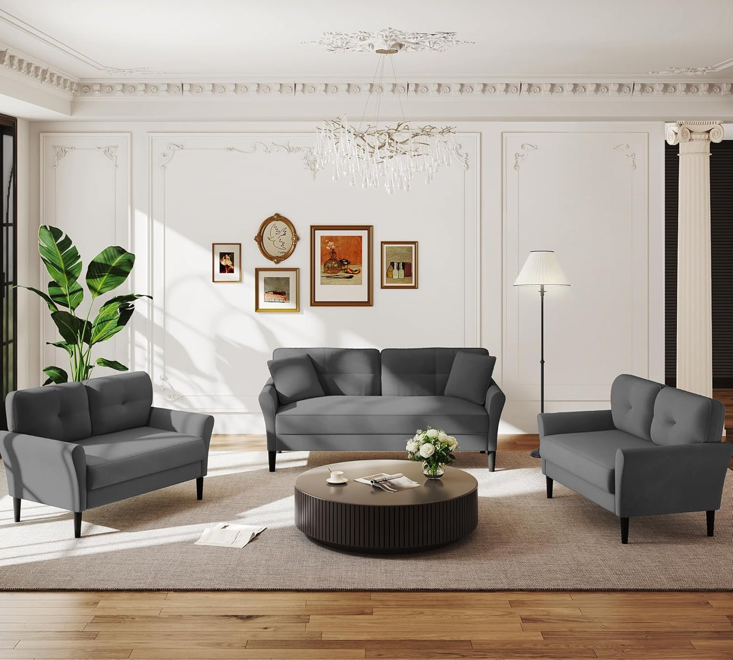 Small Sofa Couch, 48" Loveseat Sofa, Soft Velvet Love Seat Couches, Small Couch for Bedroom with 21" Deep Seat, Comfy Couches for Living Room, Tool-Free Setup Sofas for Living Room, Grey