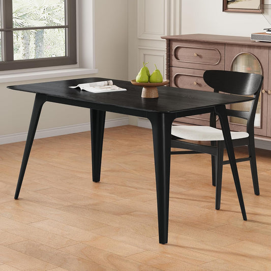 Mid-Century Modern Solid Wood Dining Table with Tapered Lesg for 4 People, 47.2inch, Kitchen or Living Room Furniture, Black