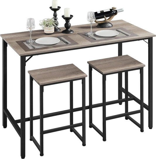 Yaheetech 3 Piece Dining Table Set, 47.5" Industrial Pub Table Set, Counter Height Kitchen Table with Bar Stools Set of 2, for Small Space, Apartment