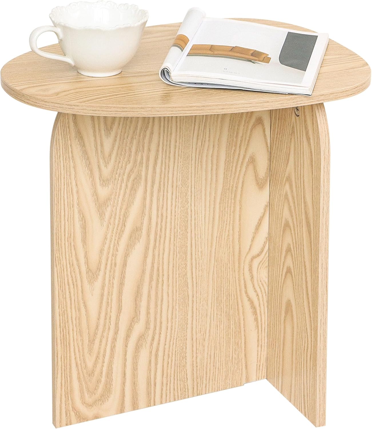 AWASEN Small Side Table, Mini End Table Living Room, Modern Accent Table with Unique Tabletop, Short Bedside Table for Small Spaces, Natural