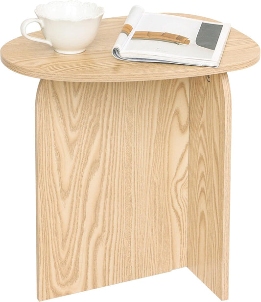 AWASEN Small Side Table, Mini End Table Living Room, Modern Accent Table with Unique Tabletop, Short Bedside Table for Small Spaces, Natural