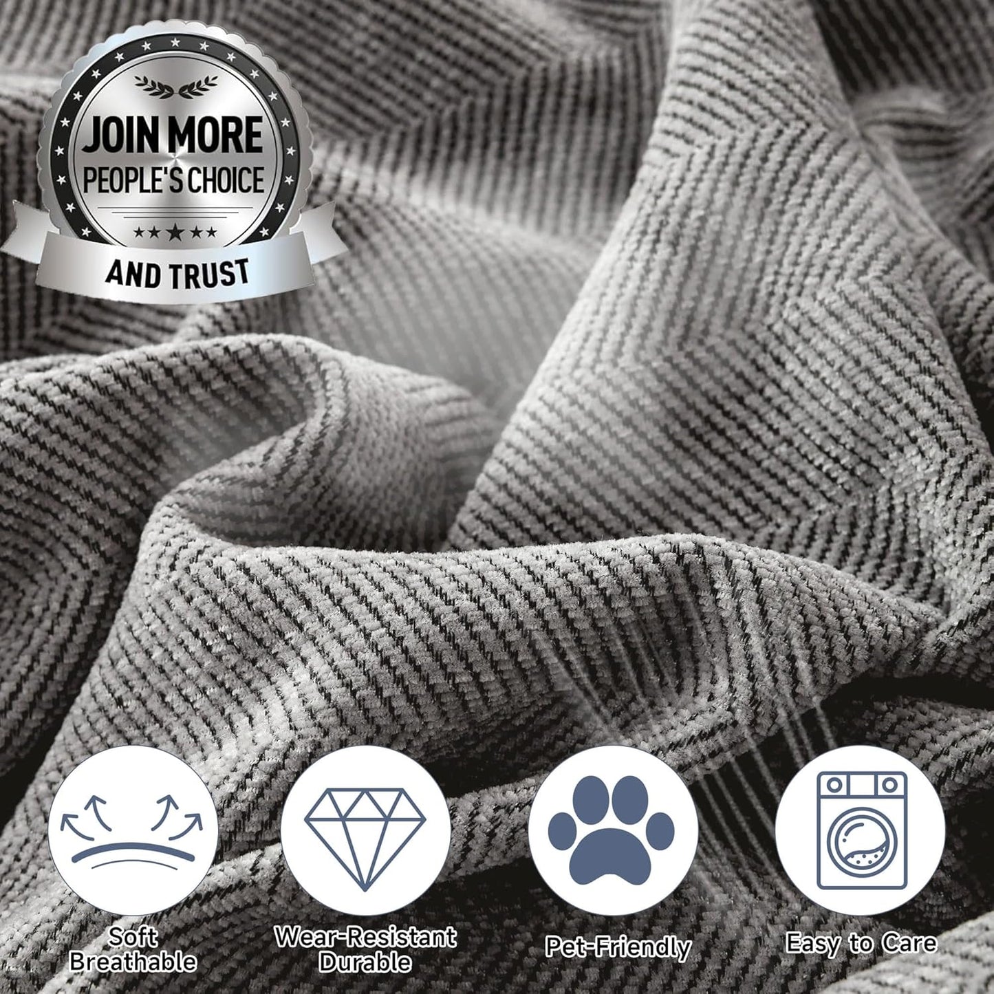 STACYPIK Chenille Sofa Cover for Dogs, Washable Dark Gray Couch Cover for Pets, Non Slip Couch Covers for L Shape, Furniture Protector for 3 Cushion Couch with Tassels,Sofa Throw Blankets-71X134IN