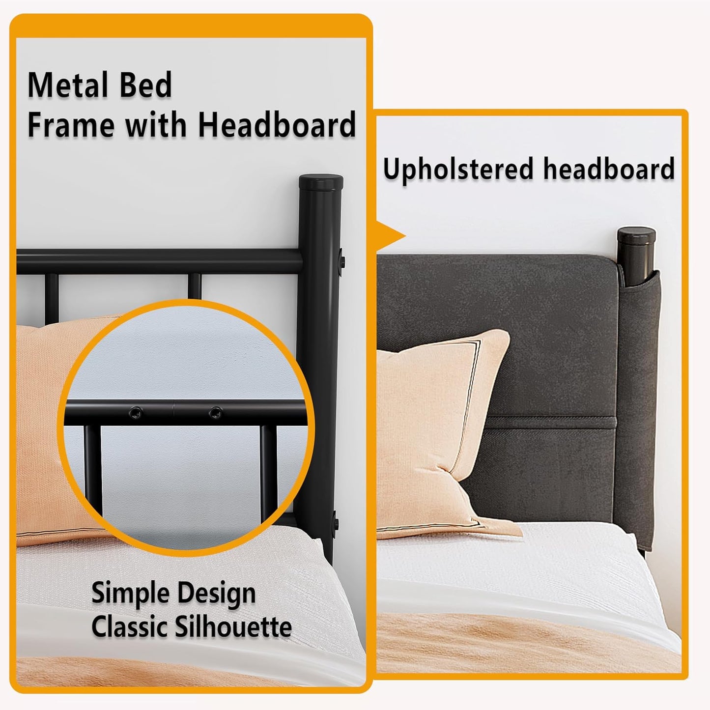 Metal Bed Frame,14Inch Full Size Bed Frame with Storage Space,Heavy Duty Sturdy Mattress Foundation,Easy Assembly,No Box Spring Needed,Full Grey