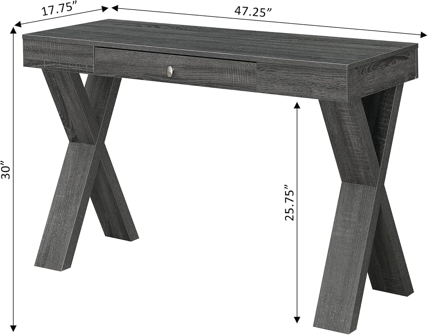 Convenience Concepts Newport 1 Drawer Desk, Weathered Gray