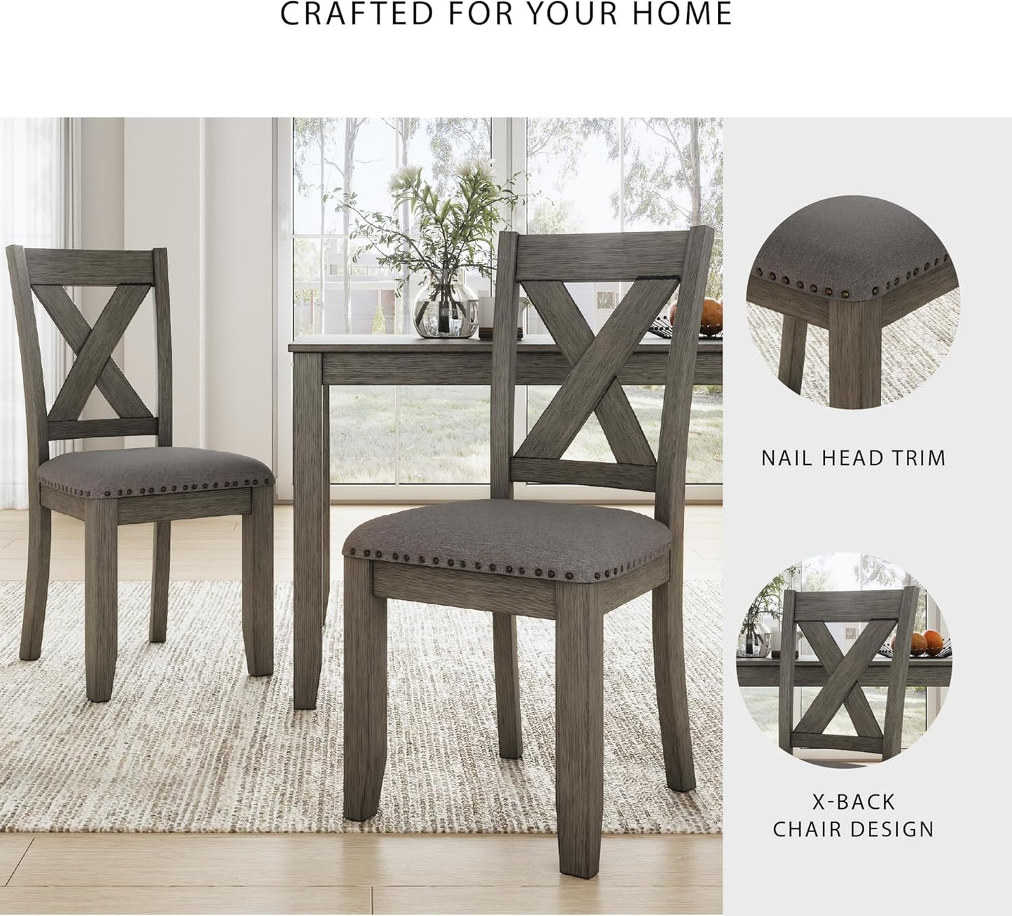 Signature Design by Ashley Caitbrook Rustic 7 Piece Dining Set, Include Table and 6 Chairs, Gray