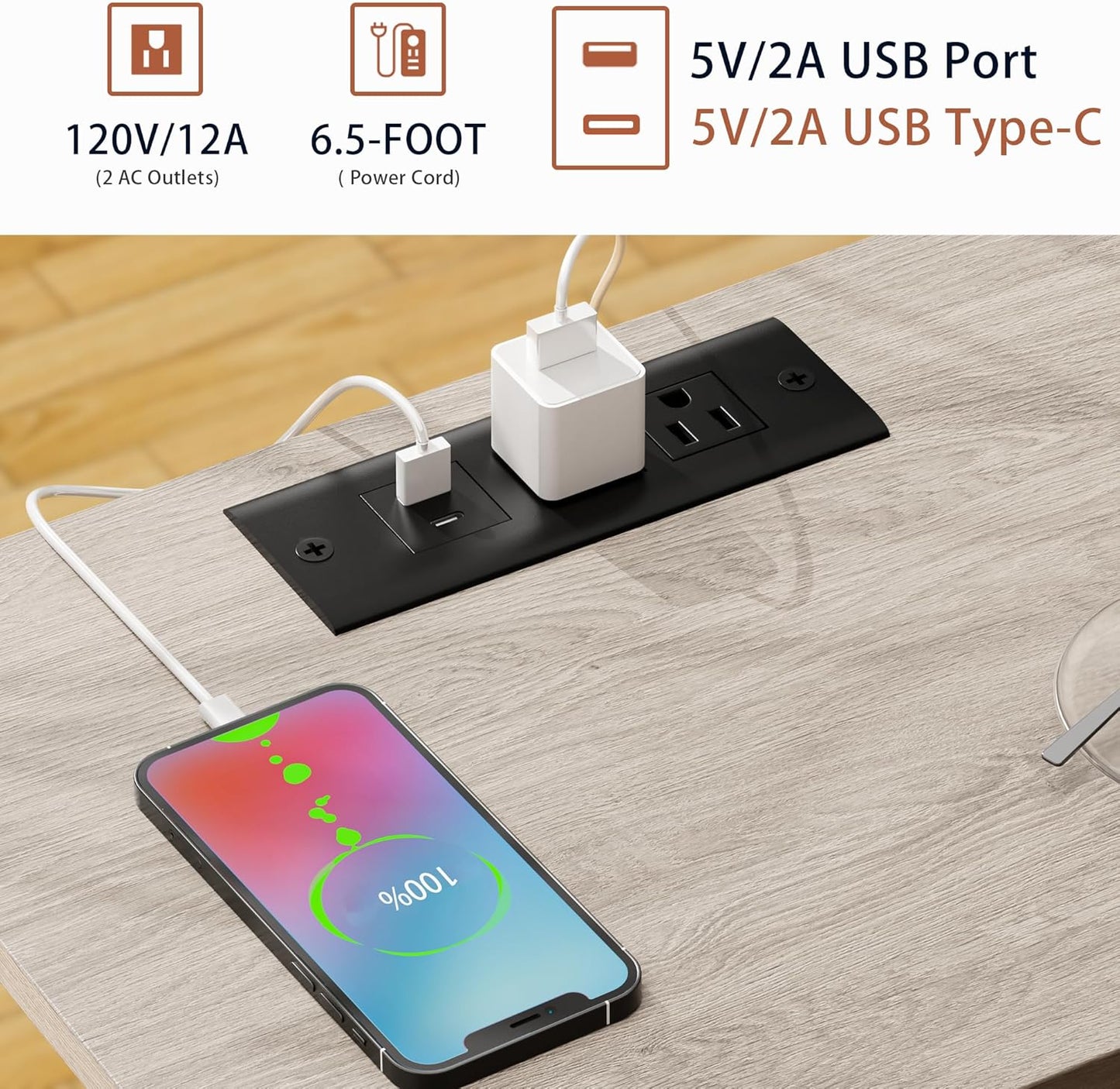 Nightstands Set of 2 with Charging Station and Drawer, End Table Bedside Table with 20 Colors LED Light Strip and 2 Layers Shelf for Bedroom Living Room Sofa (Grey)