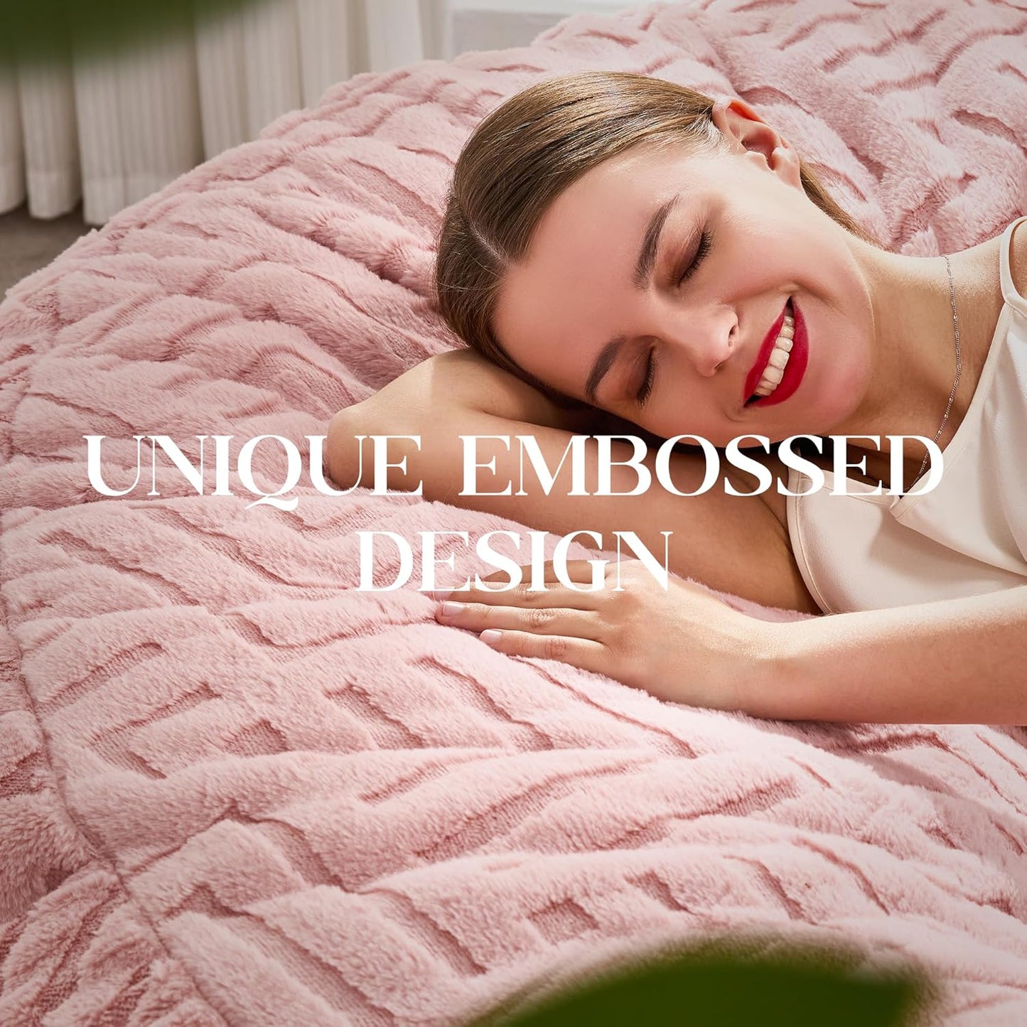 Hobestluk Bean Bag Chairs Adults Beanbag Chair with Filler Large Bean Bags with Fluffy Embossed Cover, Giant Bean Bag Chairs for Adults (Pink, 5FT - 50” x 50” x 24”)