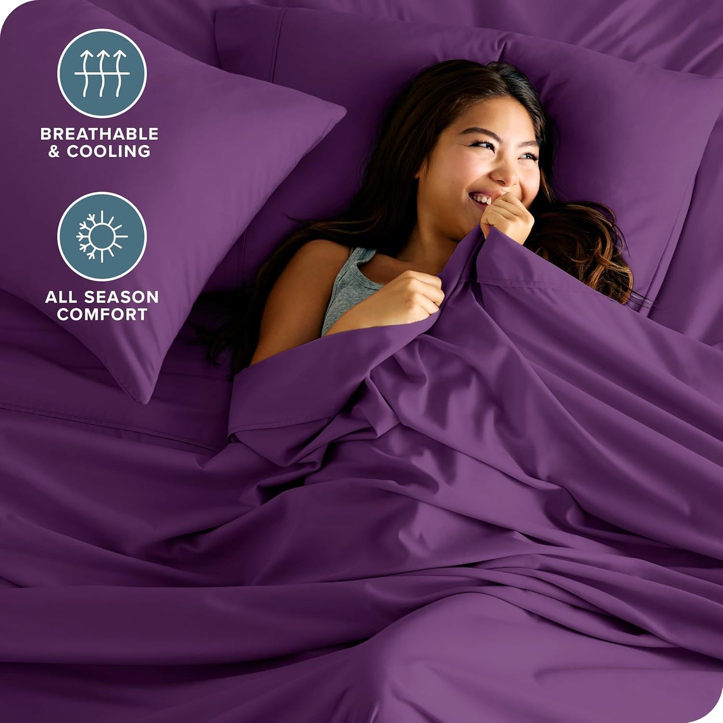 Bare Home King Sheet Set - Luxury 1800 Ultra-Soft Microfiber King Bed Sheets - Double Brushed - Deep Pockets - Easy Fit - 4 Piece Set - Bedding Sheets & Pillowcases (King, Plum)