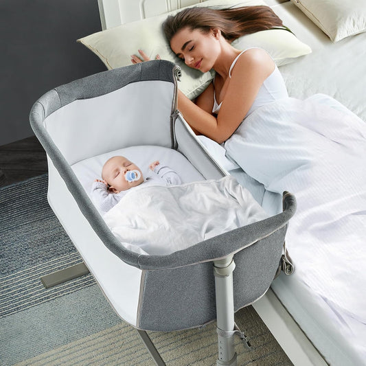RONBEI Baby Bassinet Bedside Sleeper, Easy to Assemble Bassinets for Baby/Infants, Height Adjustable Bedside Bassinet for Newborn Baby