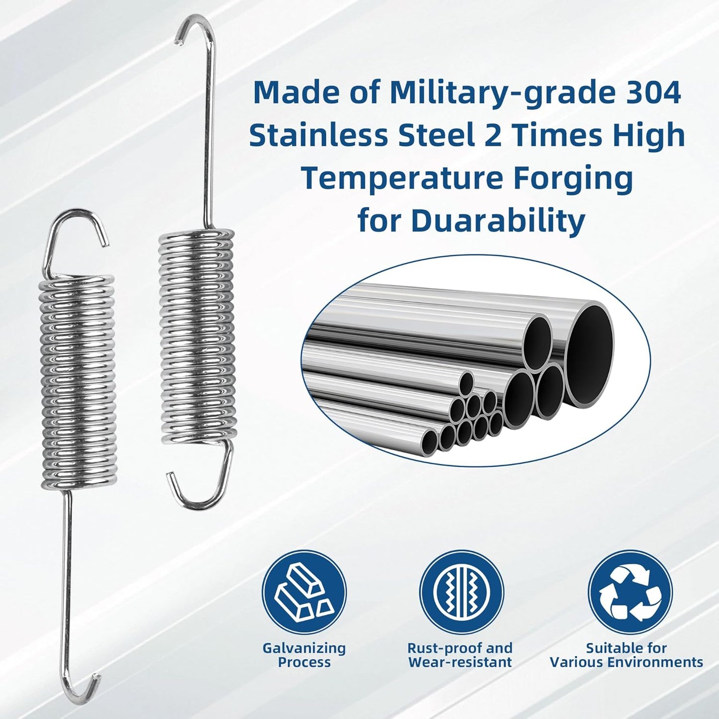 4-1/2 Inch Spring 2 Pack Stainless Steel Tension Spring Heavy Duty Rust-Resistant Recliner Replacement Parts for Recliner Mechanism Sofa Bed Folding Beds Trampolines RV Furniture Long Neck Hook Style