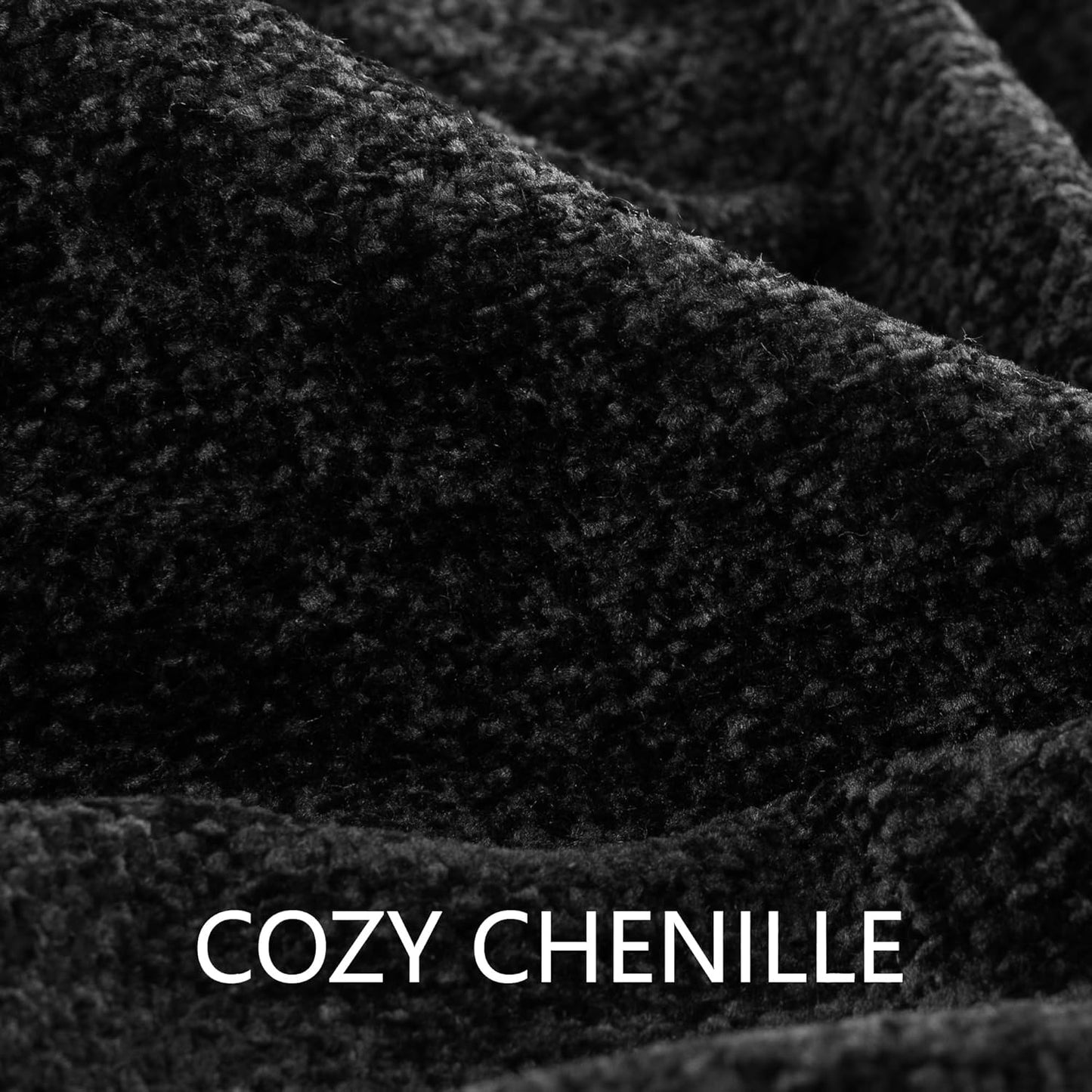 Chenille Throw Blanket for Couch 50"X 60", Soft Cozy Throws with Fringe Tassel for Bed Sofa Chair Cover, Lightweight Knitted Decorative Boho Blankets for Living Room, Black