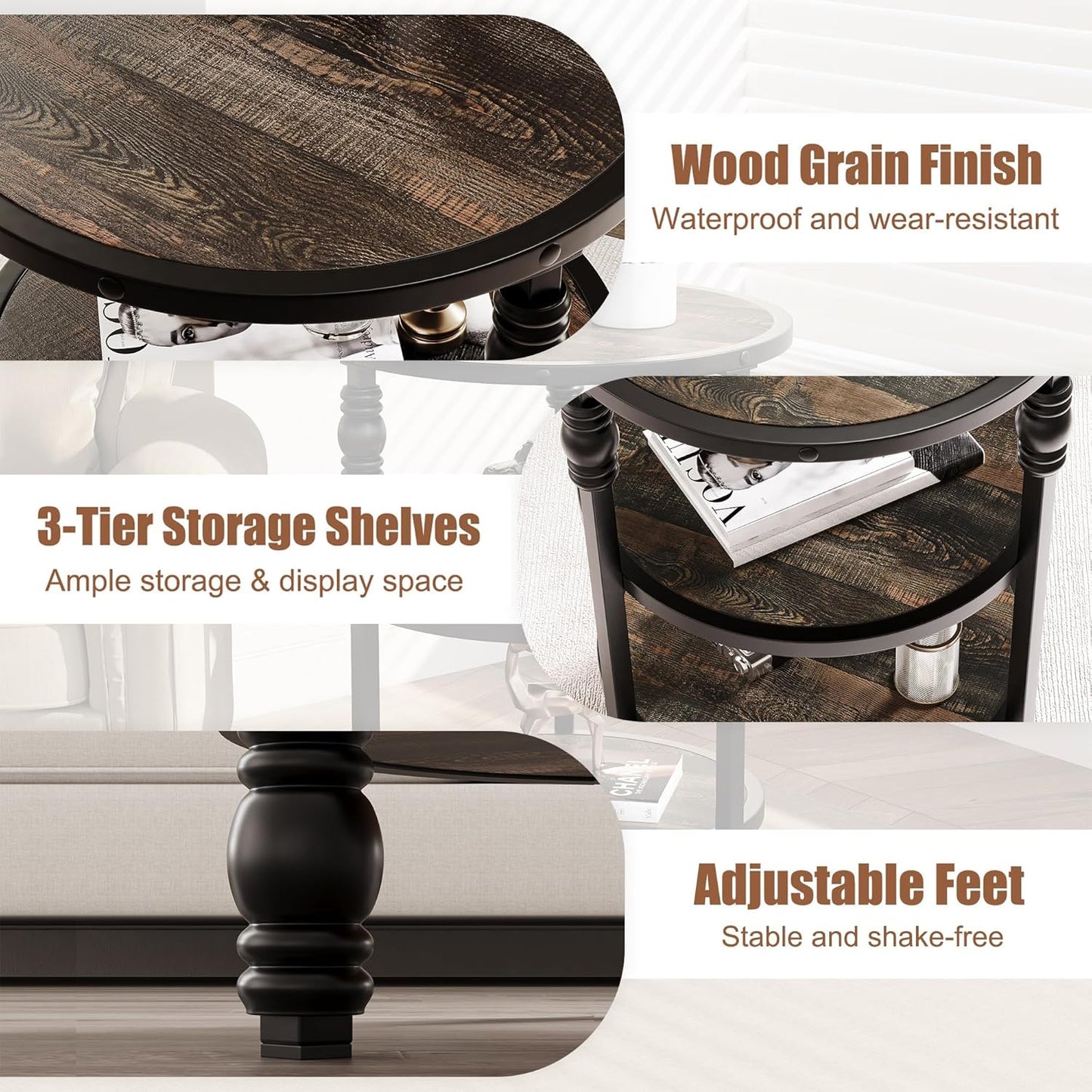 GarveeHome Round End Table Accessories