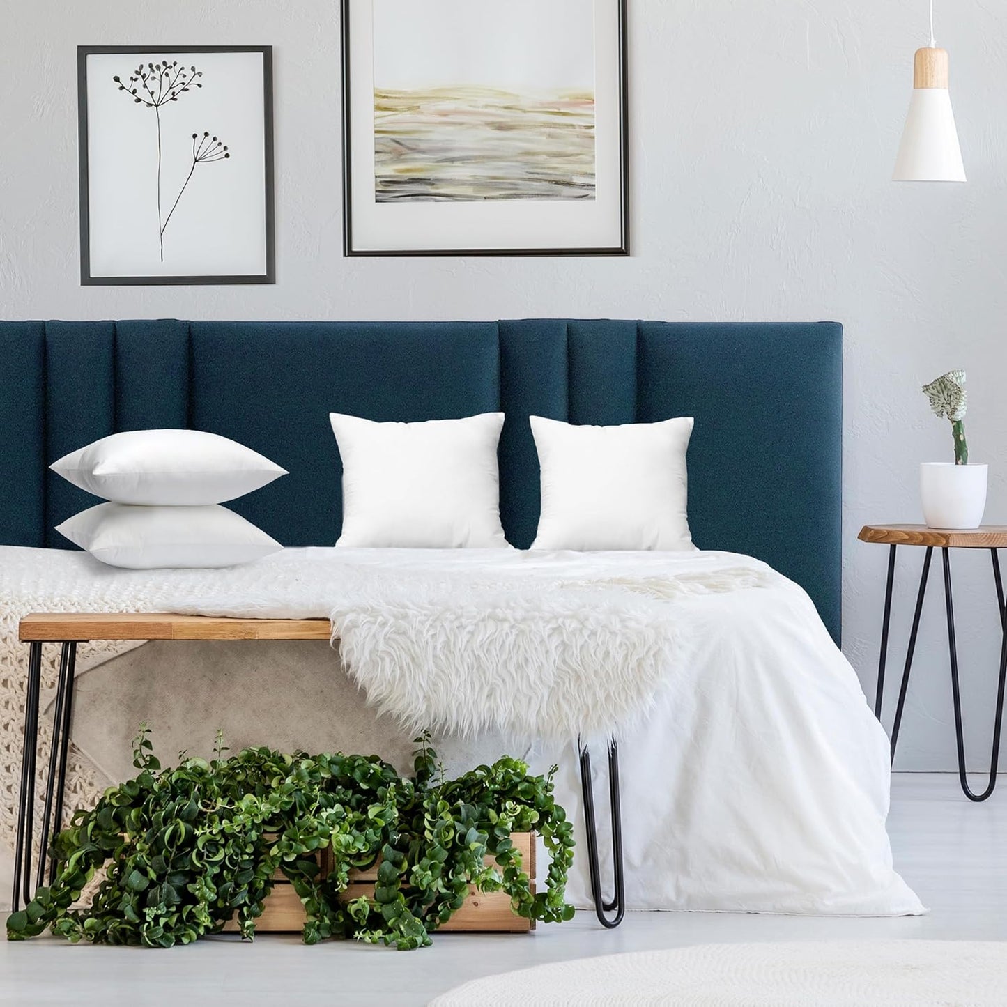 Utopia Bedding Throw Pillows (Set of 4, White), 12 x 12 Inches Pillows for Sofa, Bed and Couch Decorative Stuffer Pillow