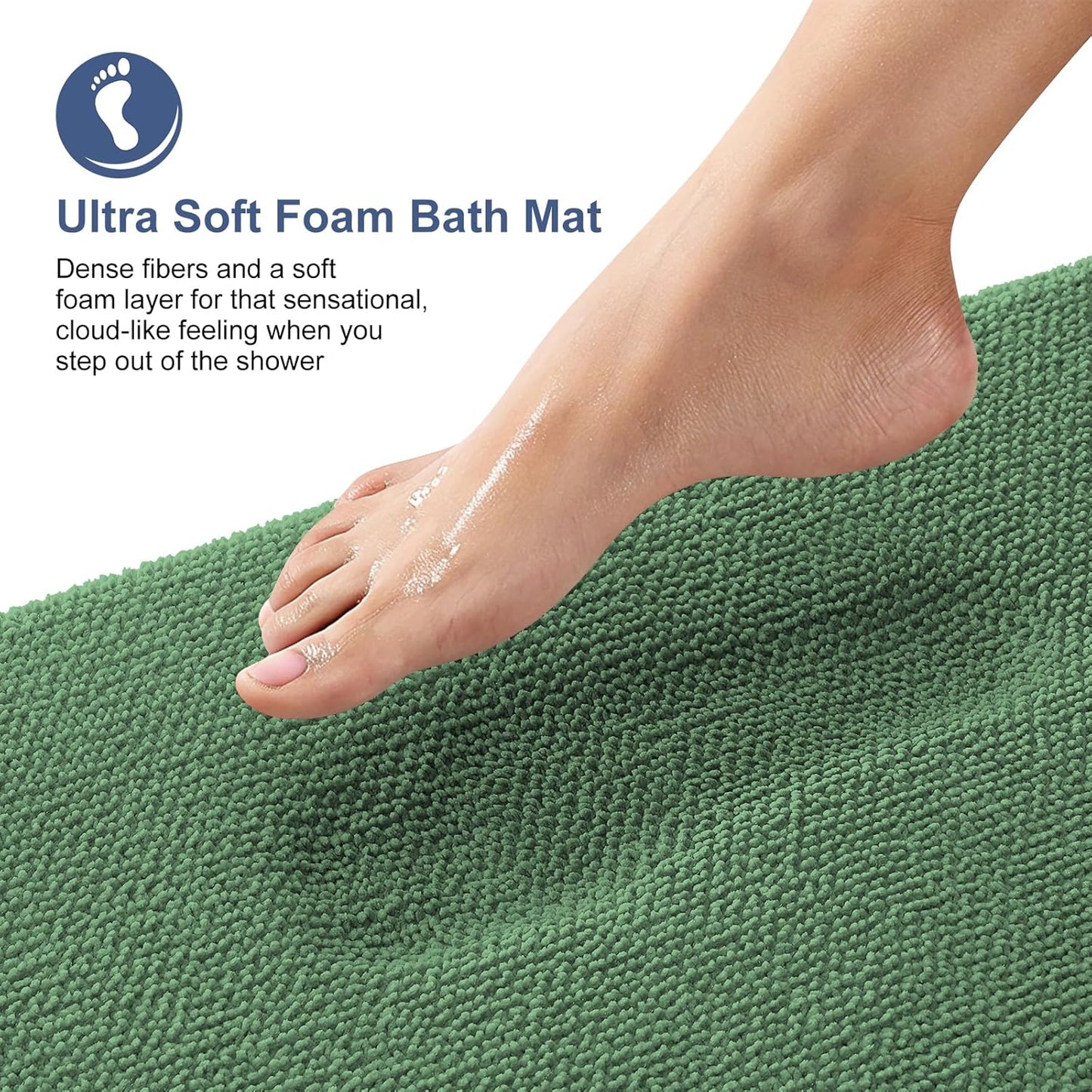 OLANLY Thick Memory Foam Bath Mat Rug 24x16, Extra Soft Absorbent Bathroom Rug, Quick Dry Bath Mats, Non-Slip, Machine Washable Carpet for Bathroom, Tub and Shower, Home Decor Accessories, Olive Green
