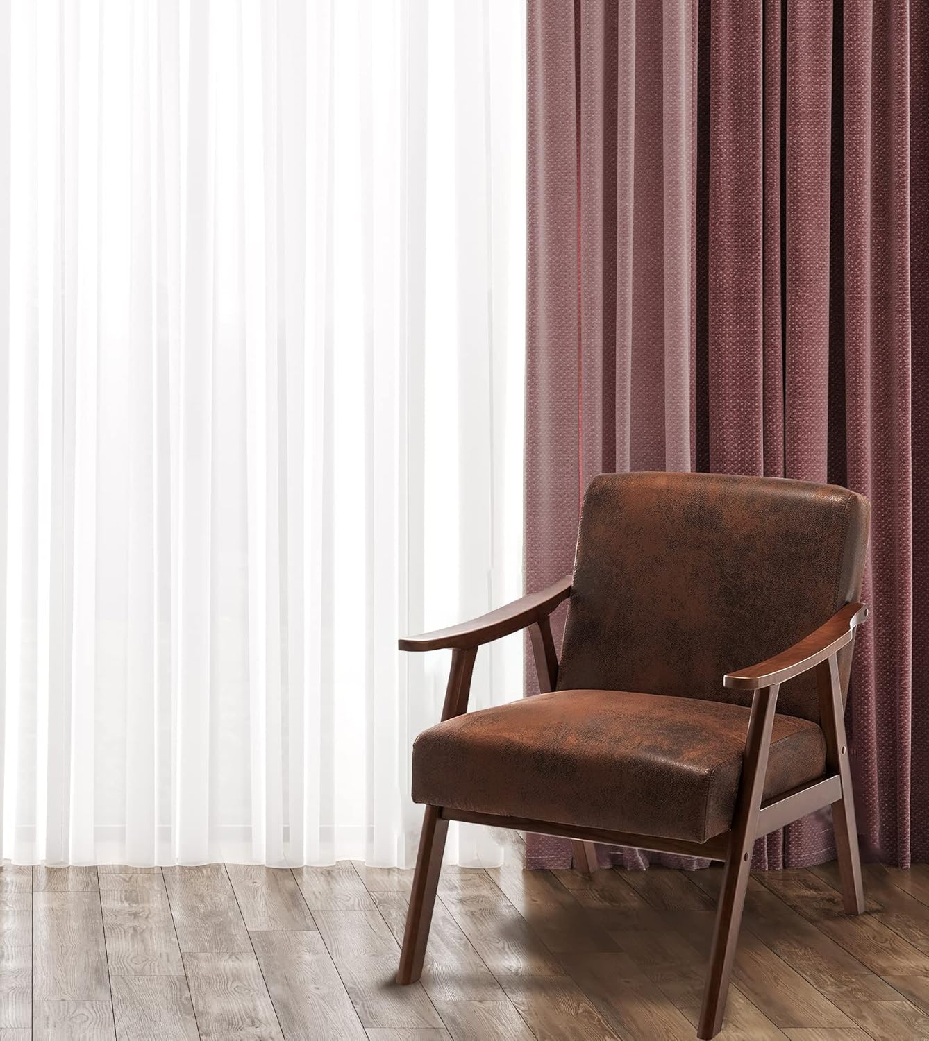 Container Furniture Direct Accent Chair with Microfiber Upholstery and Solid Wood Frame, Classic Mid-Century Modern Living Room Furniture for Extra Seating, Brown