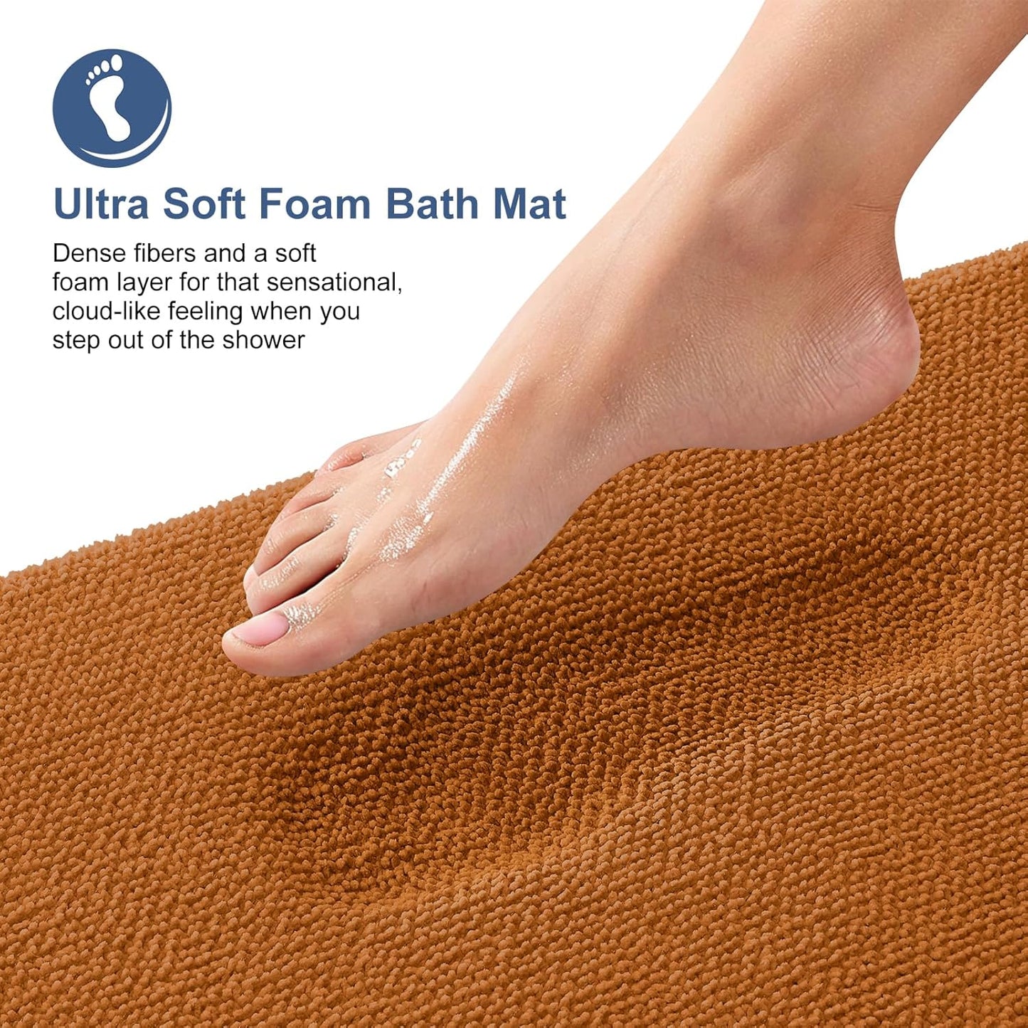 OLANLY Thick Memory Foam Bath Mat Rug 30x20, Extra Soft Absorbent Bathroom Rug, Quick Dry Bath Mats, Non-Slip, Machine Washable Carpet for Bathroom, Tub and Shower, Home Decor Accessories, Ochre