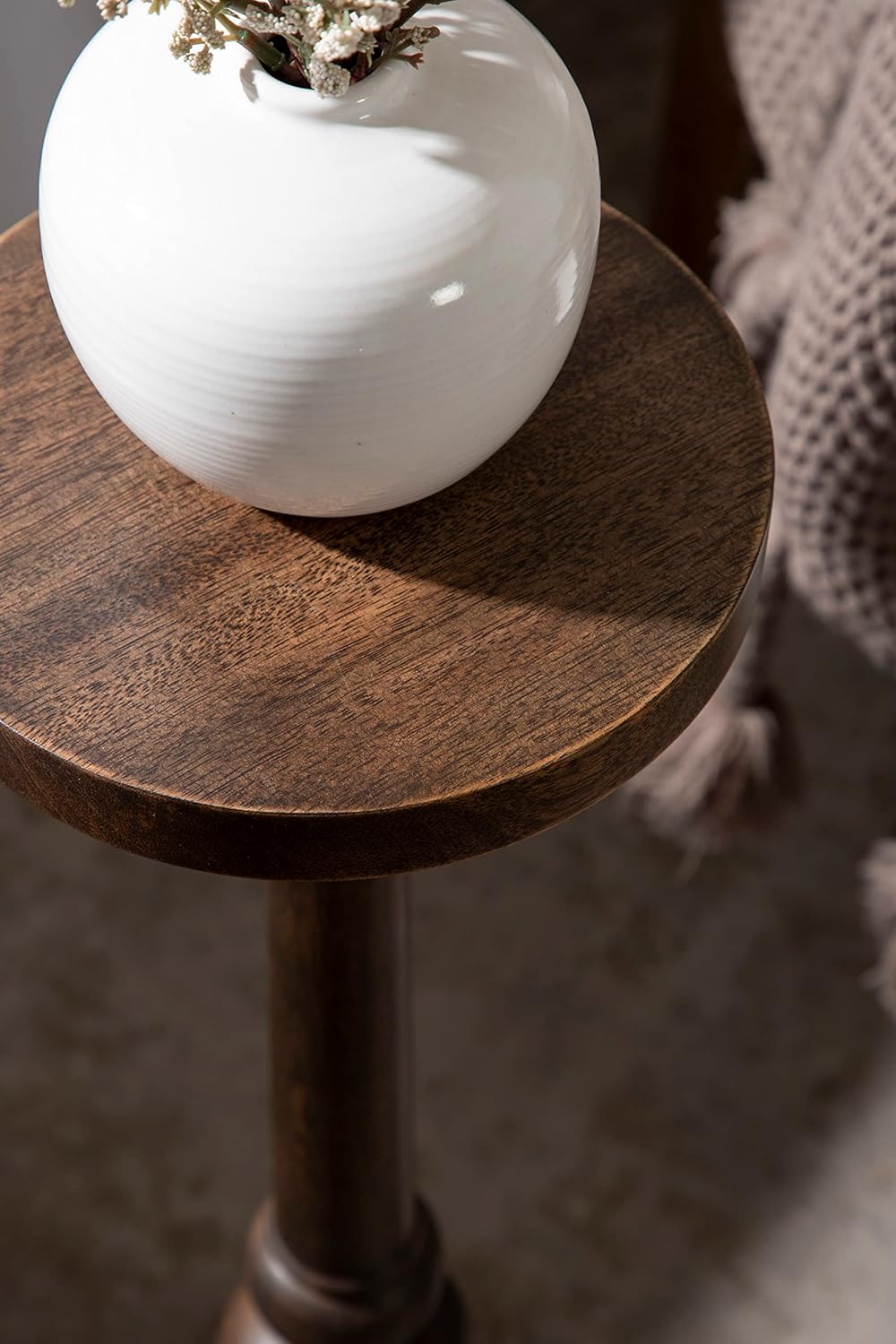 Kate and Laurel Wegner Traditional Wooden Round Drink Table, 8 x 23, Rich Brown, Elegant and Durable Pedestal Table for Use as Small Drink Table, Plant Stand, or Decorative Item Display