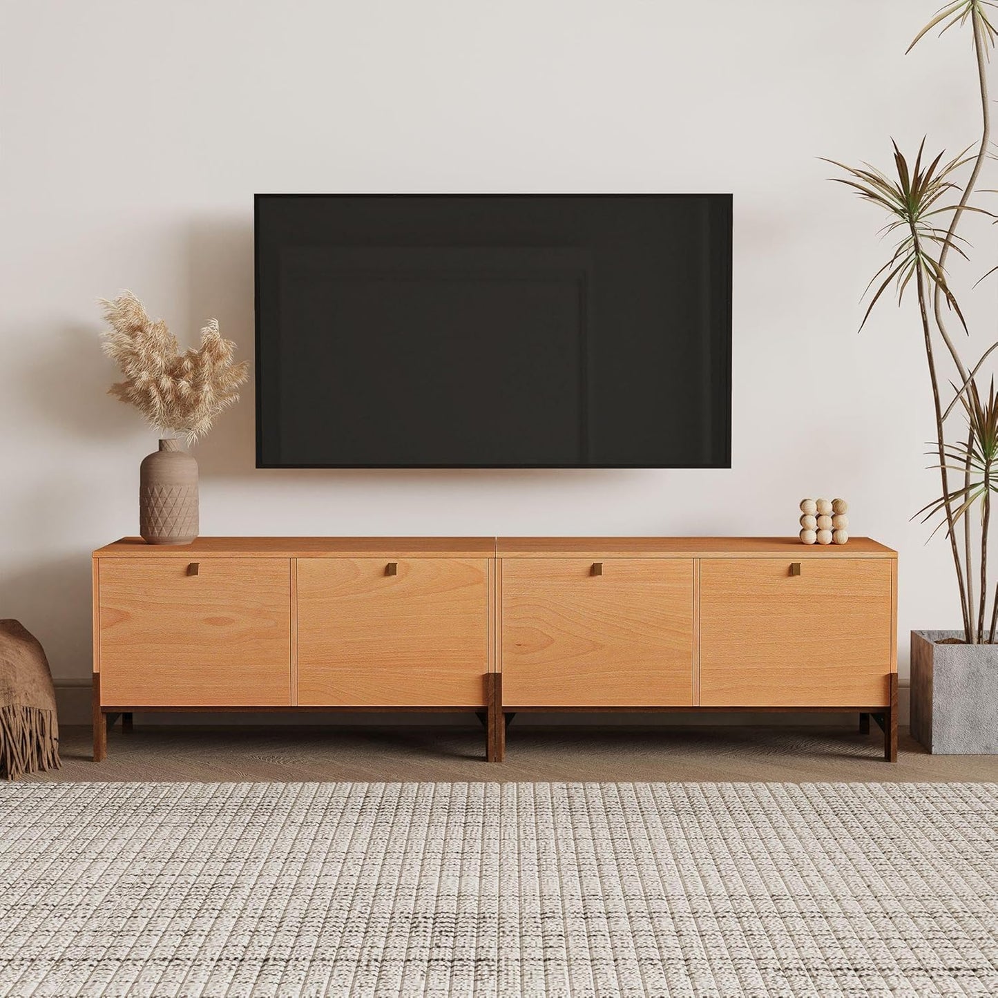 Sebastack Coffee Table, Expandable Entertainment Center and Media Console with Storage and Drawer,Wooden Furniture for Living Room, Bedroom，31 inch Width Basswood Color