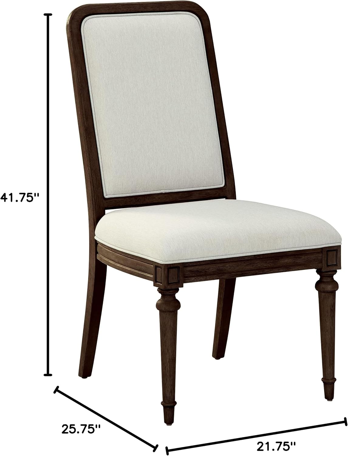 Hekman Furniture Upholstered Side Chair Java Finish, Upholstered Seat & Back Solids Frame Heavy Weight Linen Fabric, Wooden Material Legs Modern Dining Chairs Best for Home & Living Room