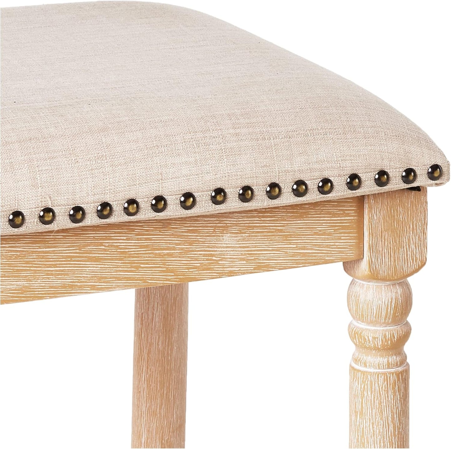 Roundhill Furniture Arnhem Wood Upholstered Swivel Bar Stools, Set of 2, Tan