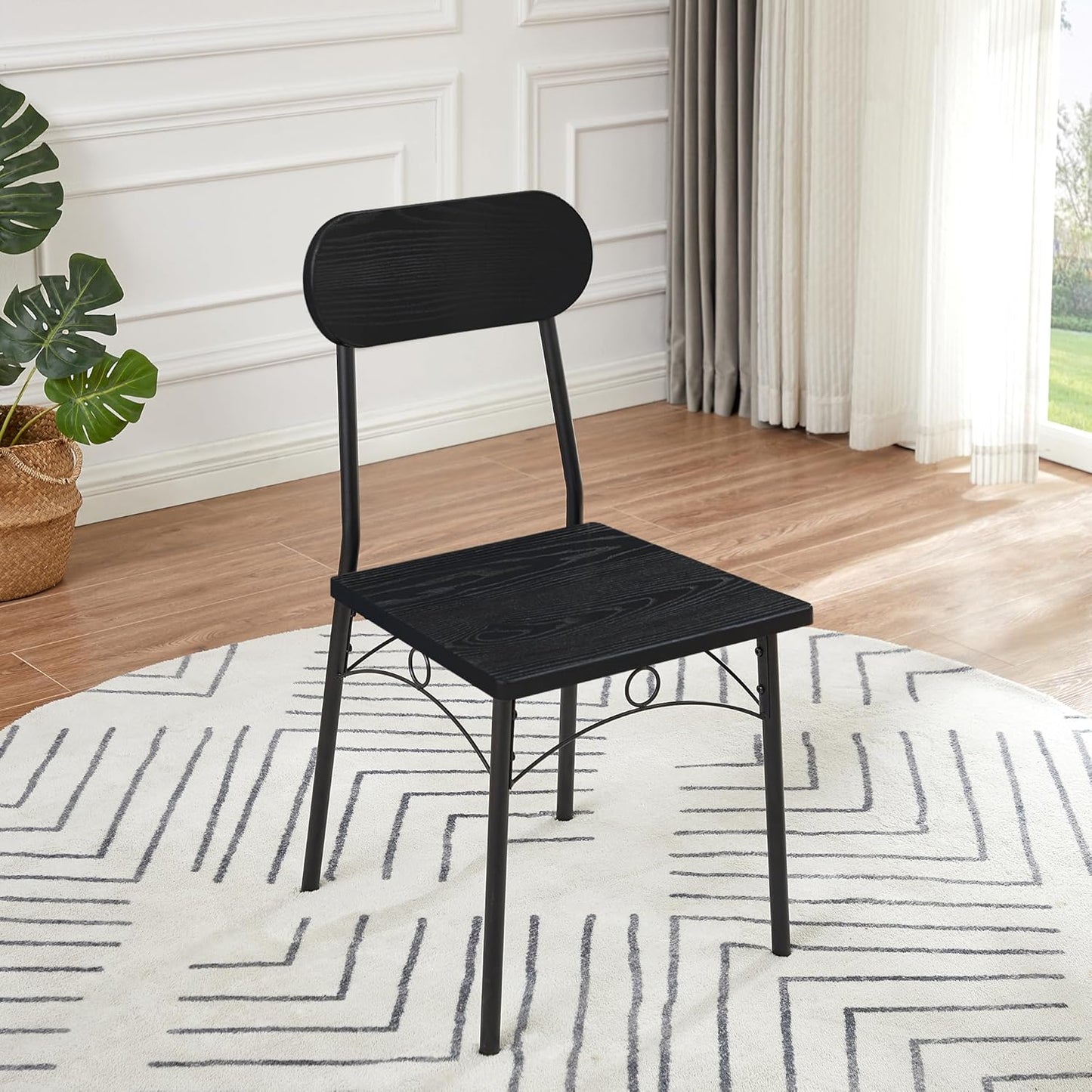 VECELO Dining Table Set for 4, 5 Piece Dinette with Chairs for Kitchen, Breakfast Nook and Small Space, Black