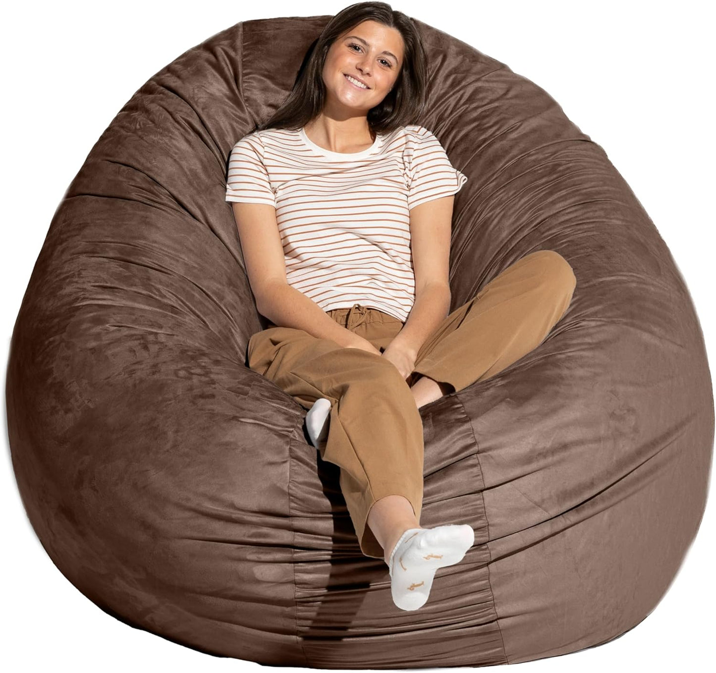 Jaxx 6 Foot Cocoon - Large Bean Bag Chair for Adults, Microsuede Chocolate