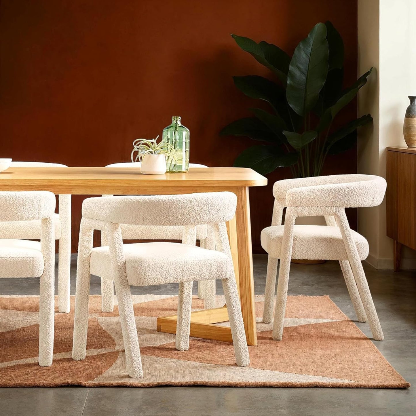 Walker Edison Ezra Modern Solid Wood Rounded Back Dining Chair - Natural (Set of 2)