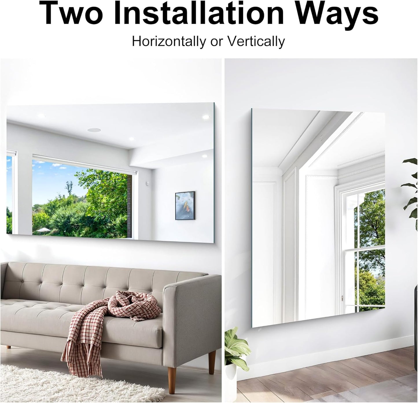 KOCUUY Large Frameless Mirror,55x36 Inch Rectangle Bathroom Vanity Mirror for Over Sink, Upgraded Shatterproof Unframed Design for Bedroom, Living Room, Entryway