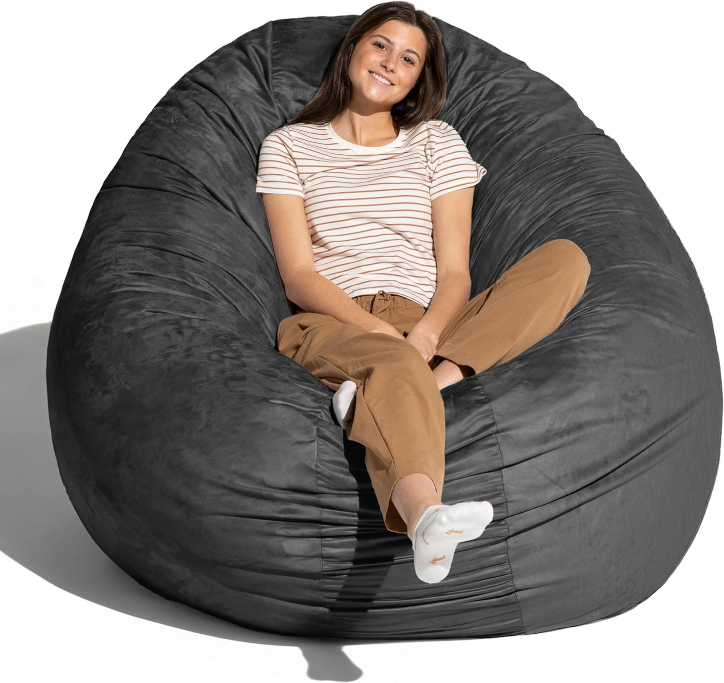 Jaxx 6 Foot Cocoon - 2-in-1 Convertible Bean Bag Bed & Large Bean Bag Chair for Adults, Black