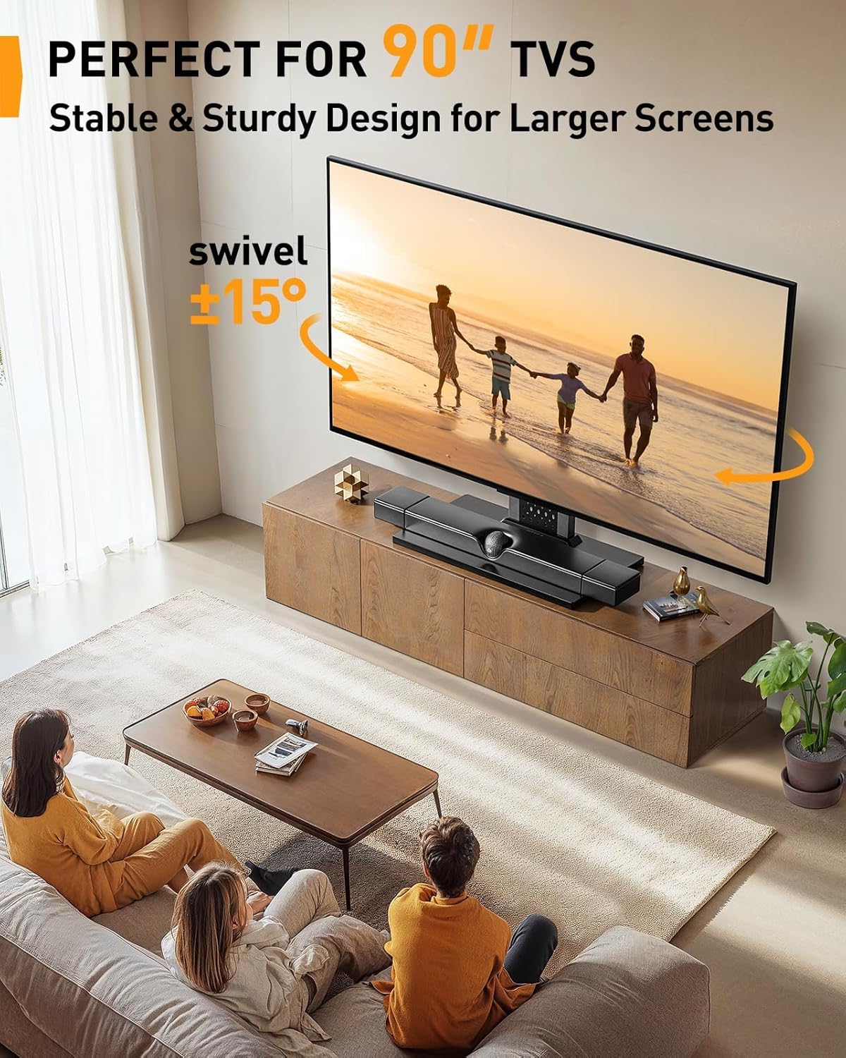 Perlegear Universal Swivel TV Stand with Pegboard Storage, Height Adjustable Table top TV Stand Mount for 42-90 Inch TVs, up to 150 lbs with Large Glass Base for Stability, Max VESA 600x400mm PGTVS36