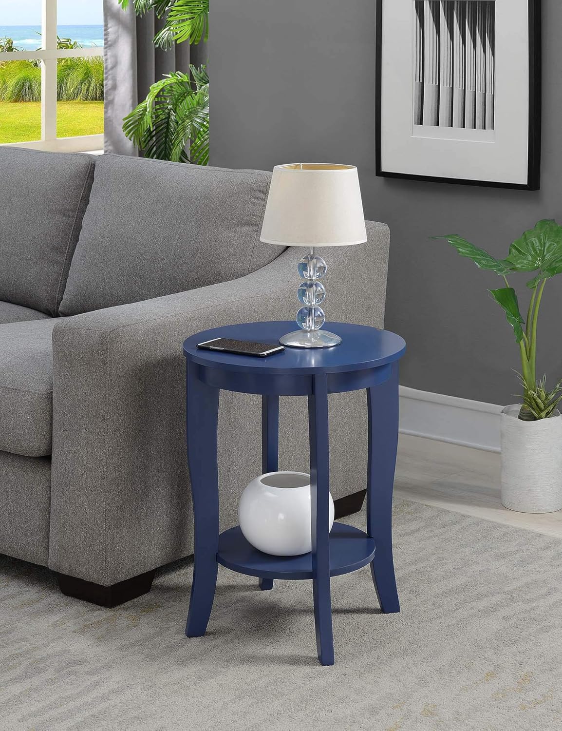 Convenience Concepts American Heritage Round End Table, Cobalt Blue