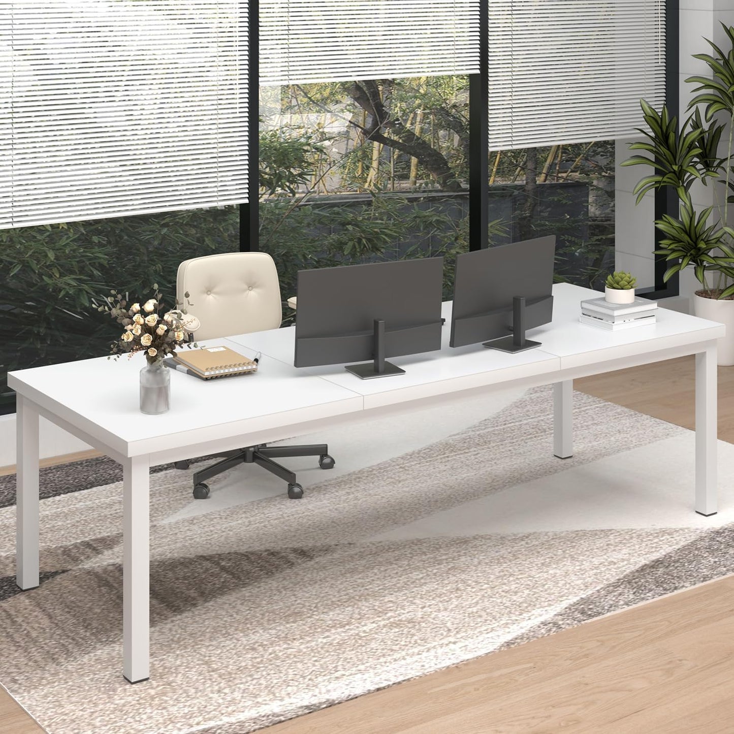 70.8 Inch Large Computer Desk, Long Gaming Table, Modern Two Person Desk Large Executive Office Desk, Double Desk at Home, Perfect for Work, Gaming, Studying, and Writing, Etc., White