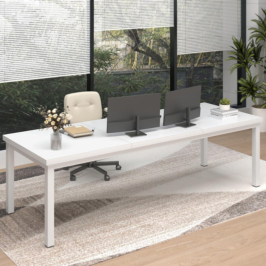 70.8 Inch Large Computer Desk, Long Gaming Table, Modern Two Person Desk Large Executive Office Desk, Double Desk at Home, Perfect for Work, Gaming, Studying, and Writing, Etc., White