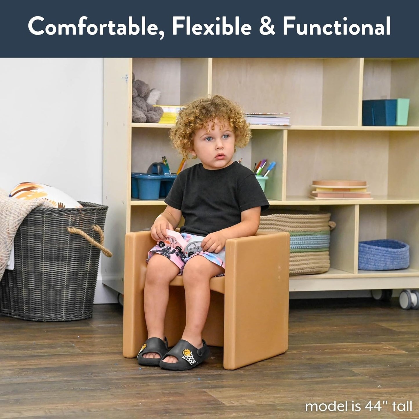 Children's Factory Cube Chairs, Set-4, Woodland CF910-047, Classroom Furniture, Kids Daycare and Preschool Flexible Seating, Toddler Reading Chair