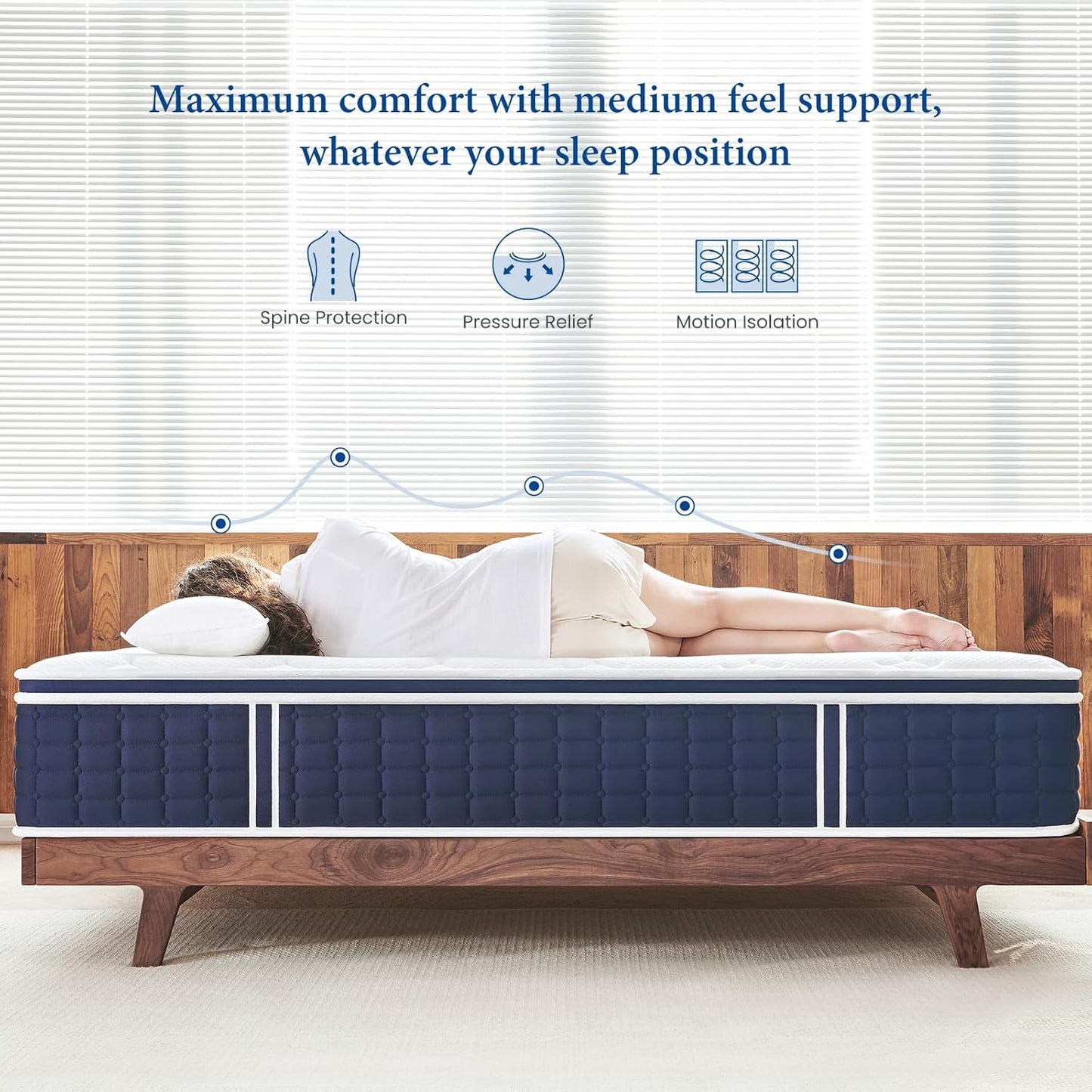 Coolvie Twin XL Mattress 12 Inch, Medium Firm XL Twin Mattress in a Box, Hybrid Individual Pocket Springs with Memory Foam, Cooler Sleep with Pressure Relief and Support
