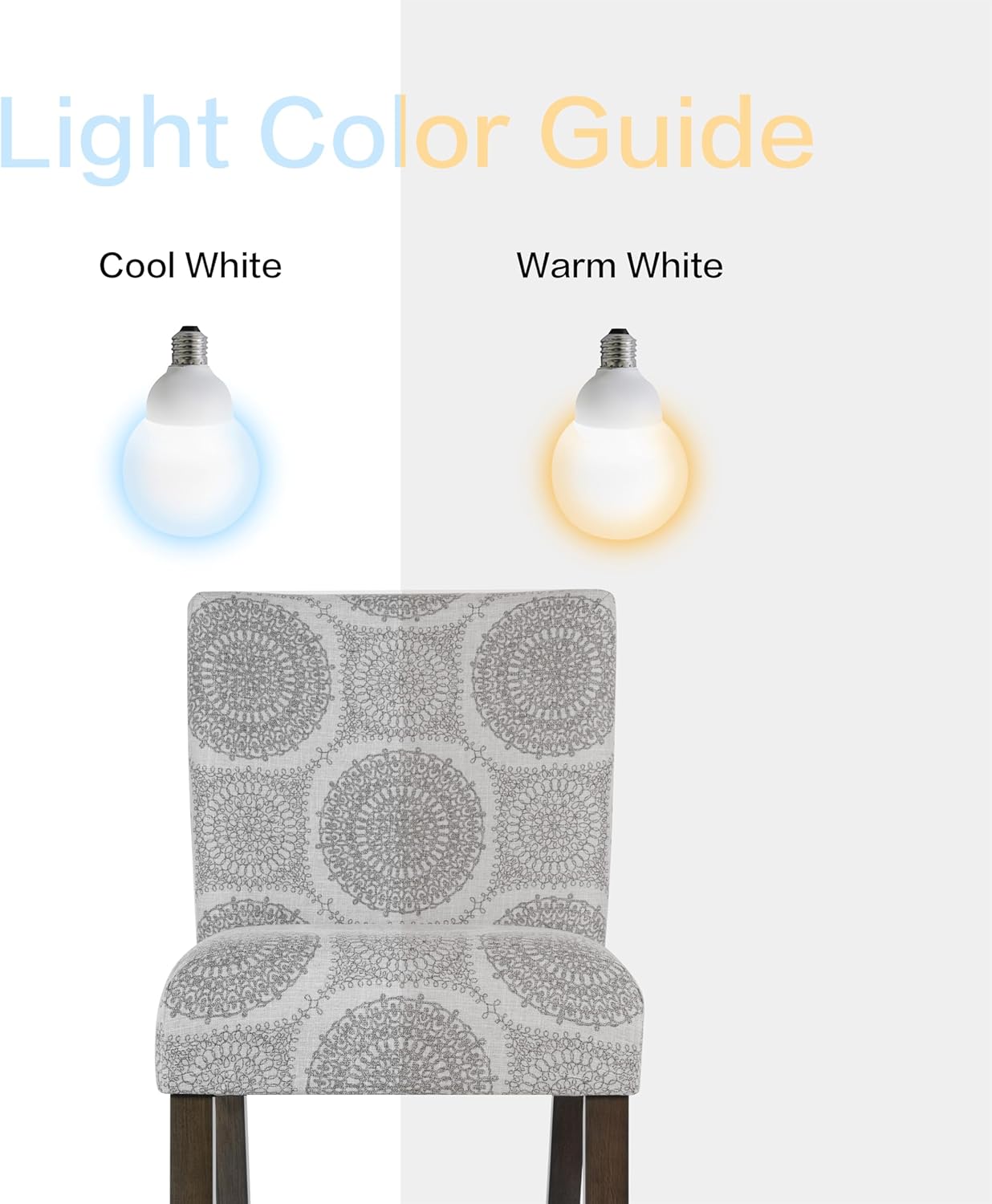 HomePop Upholstered Counter Height Barstool, 24-Inch, Gray Medallion