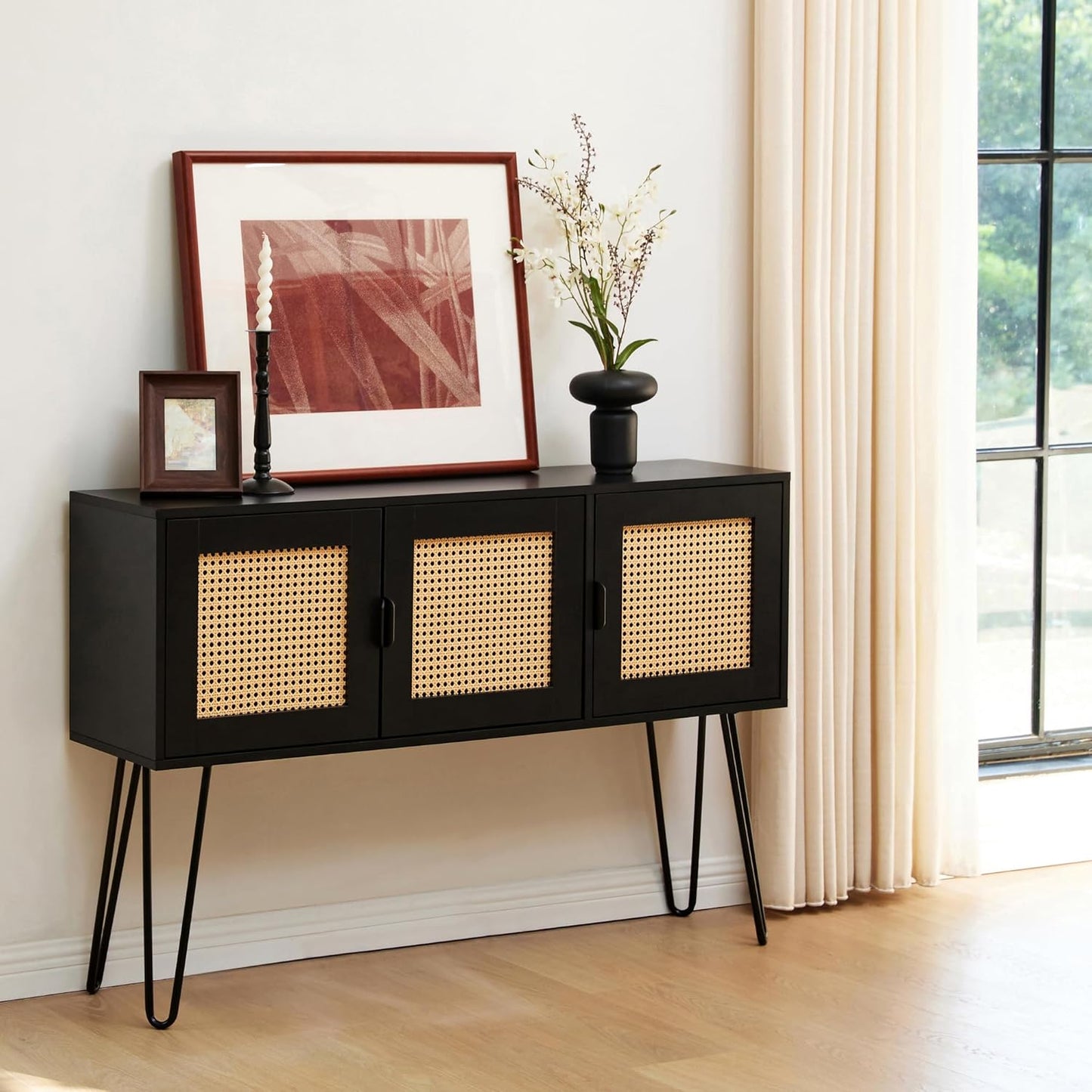 Netstar Entryway Table, Sofa Table, Console Tables for Entryway, Behind Couch Sofa Narrow Long, Foyer Tables w/Storage Drawers for Entry Way Hallway Living Room, Wood Boho Farmhouse, Black