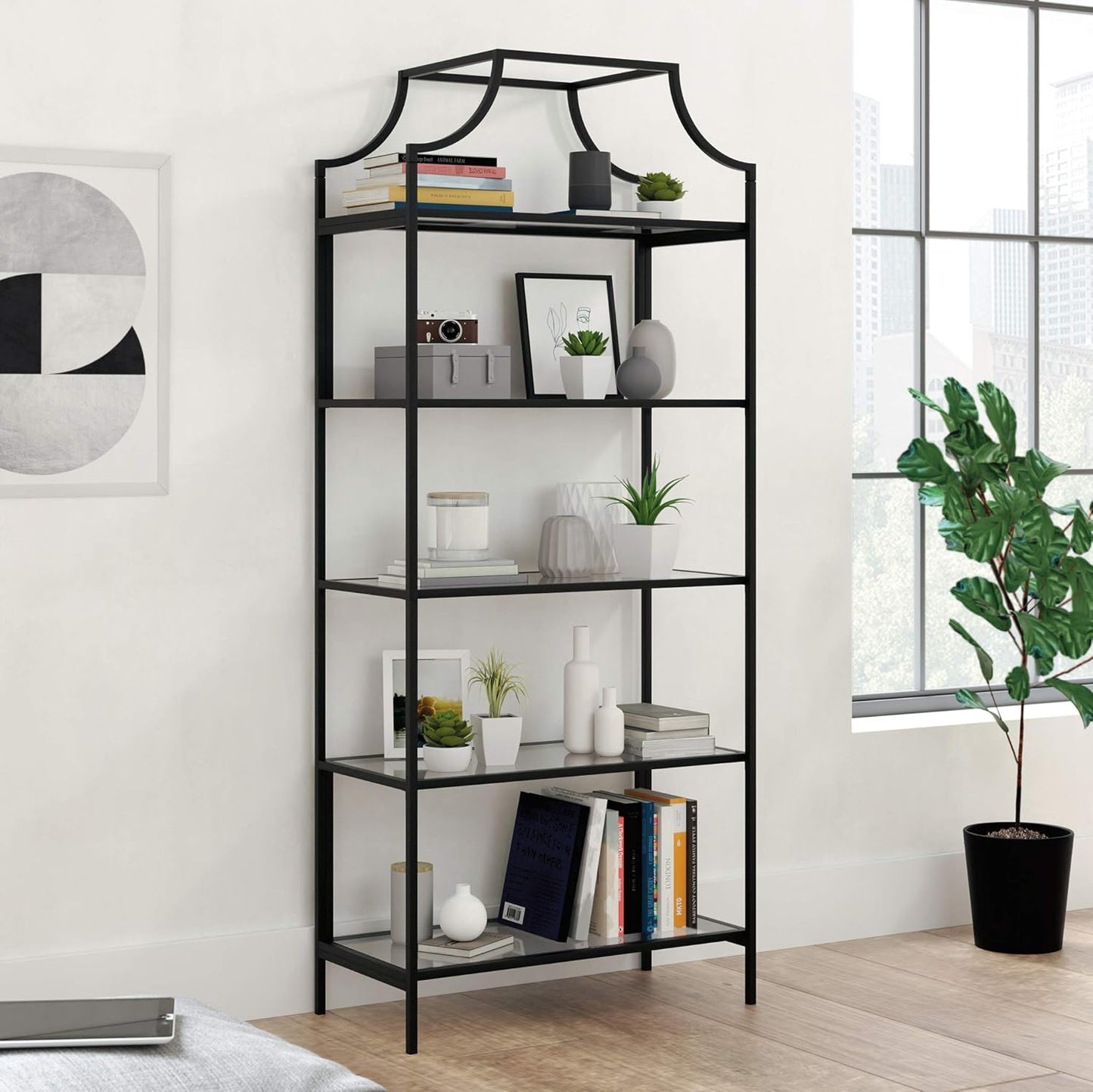 Sauder Harvey Park Bookcase/Book Shelf, Black