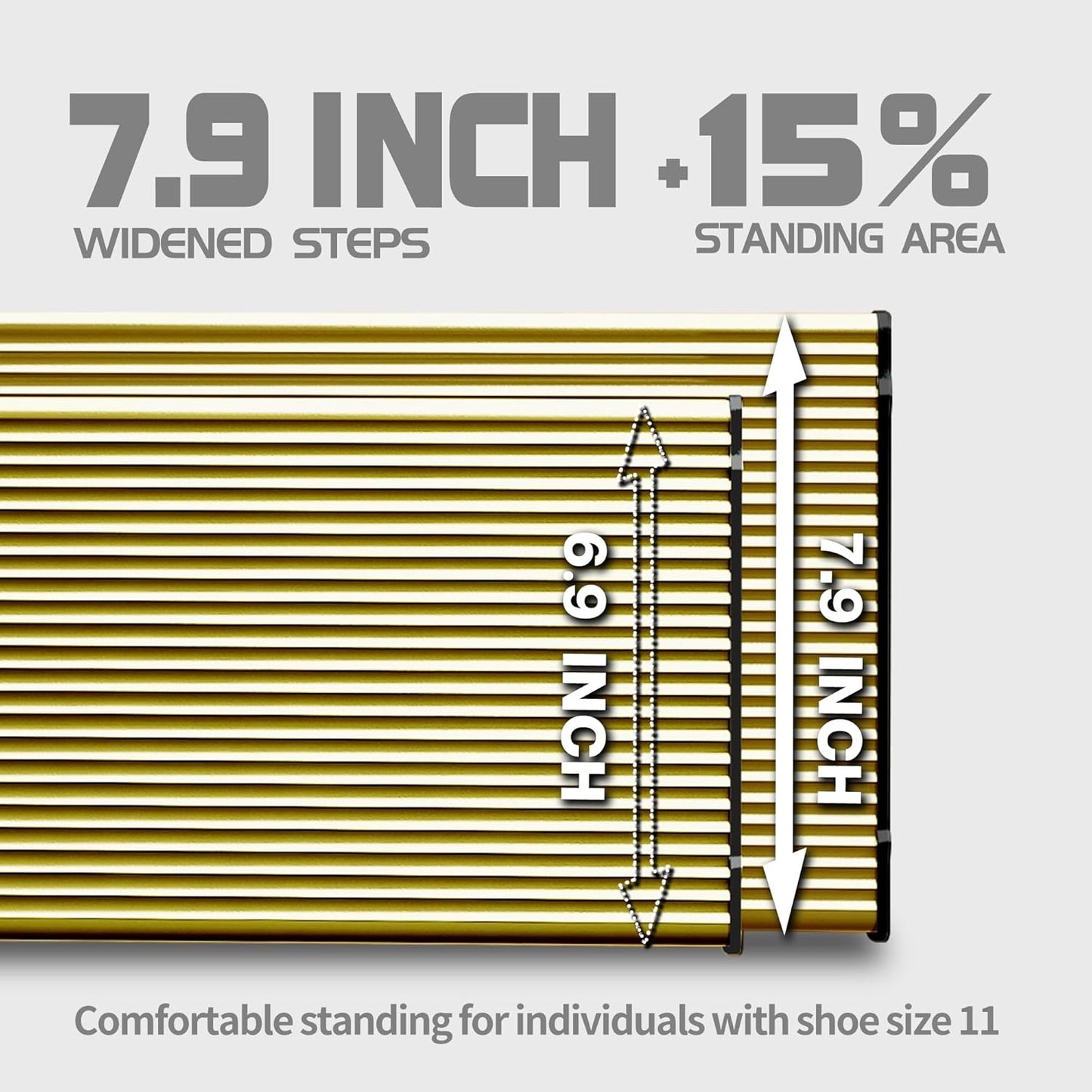 3 Step Ladder,Folding Step Stool with Aluminum Wide Pedal& Convenient Handgrip,330lbs Capacity Steel Ladder for Household and Office(Gold)