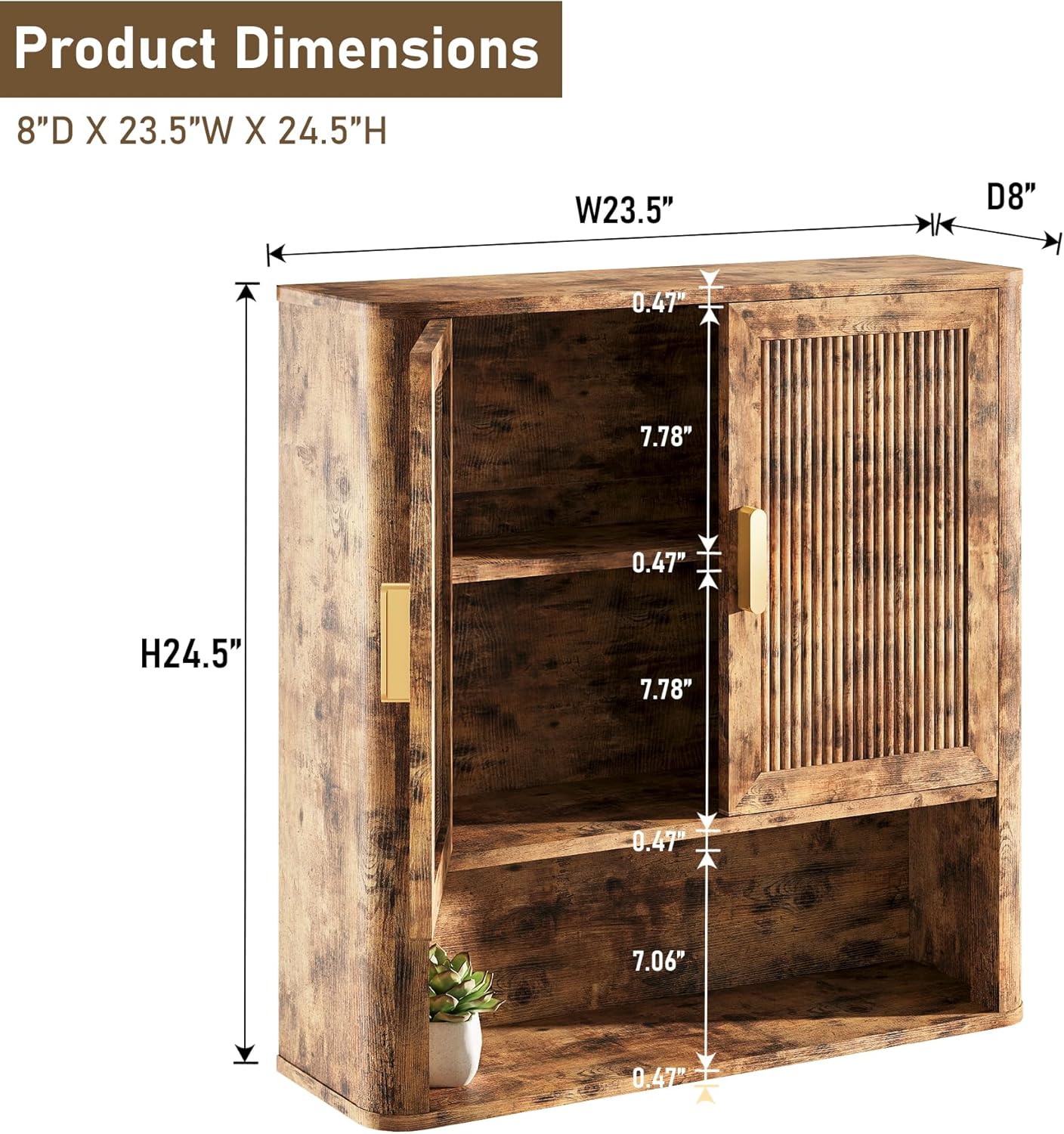 Bathroom Wall Cabinet, Wall-Mounted Medicine Cabinet with Adjustable Wood Shelf & Doors, Floating Bathroom Cabinet Over Toilet for Laundry Room & Kitchen & Living Room (Retro)