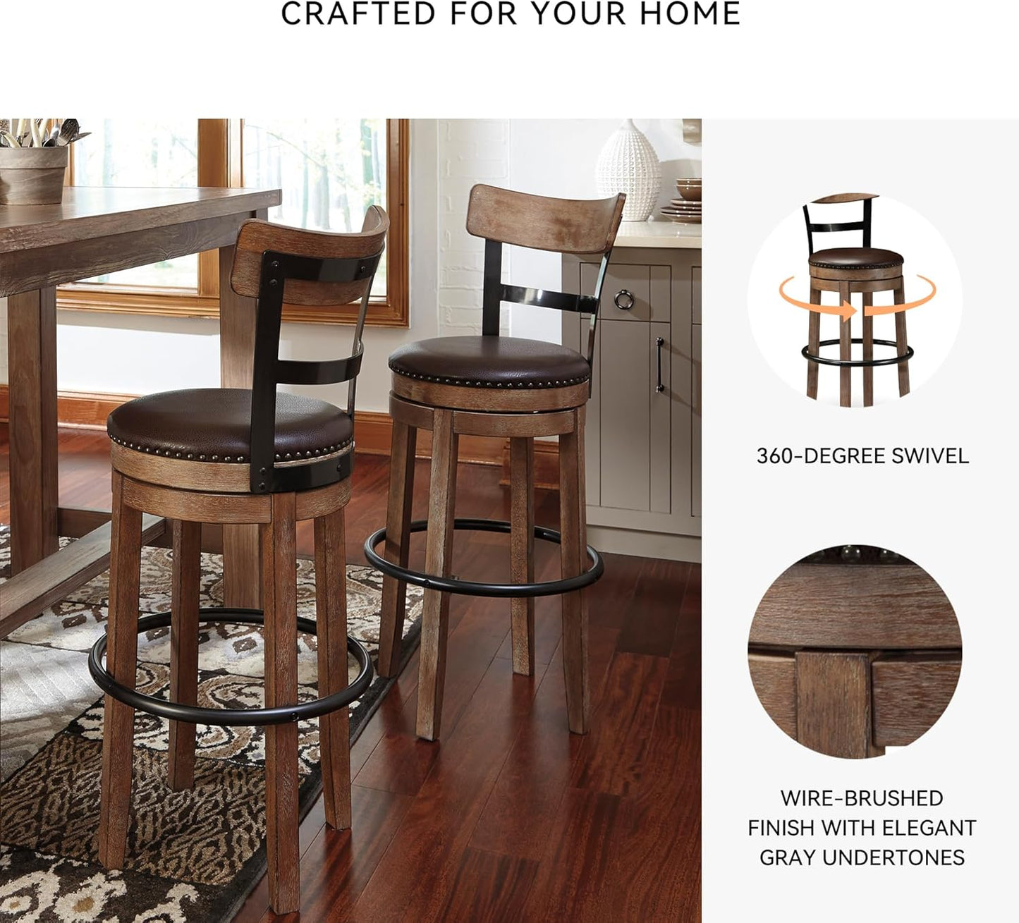 Signature Design by Ashley Pinnadel Barstool, Bar, Light Brown