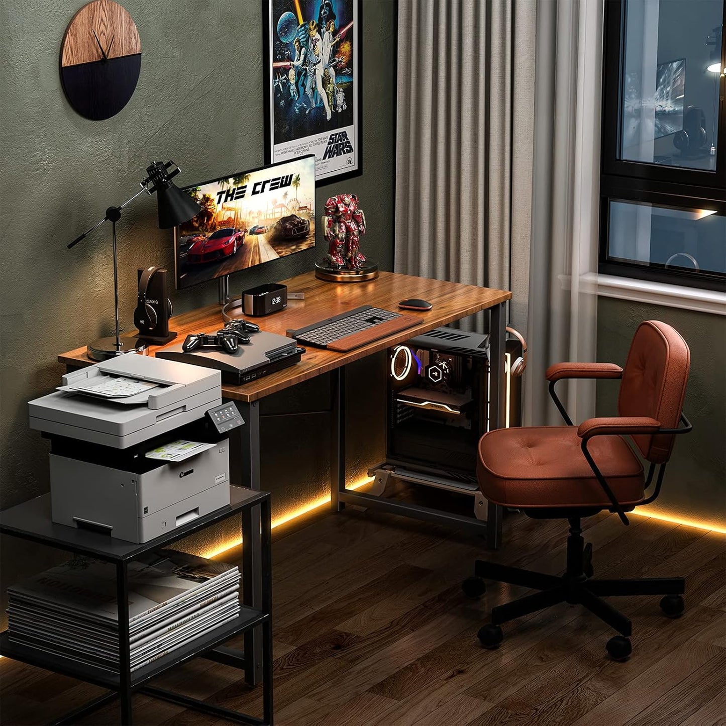 Coleshome 40 Inch Computer Desk, Modern Simple Style Desk for Home Office, Study Student Writing Desk, Deep Brown