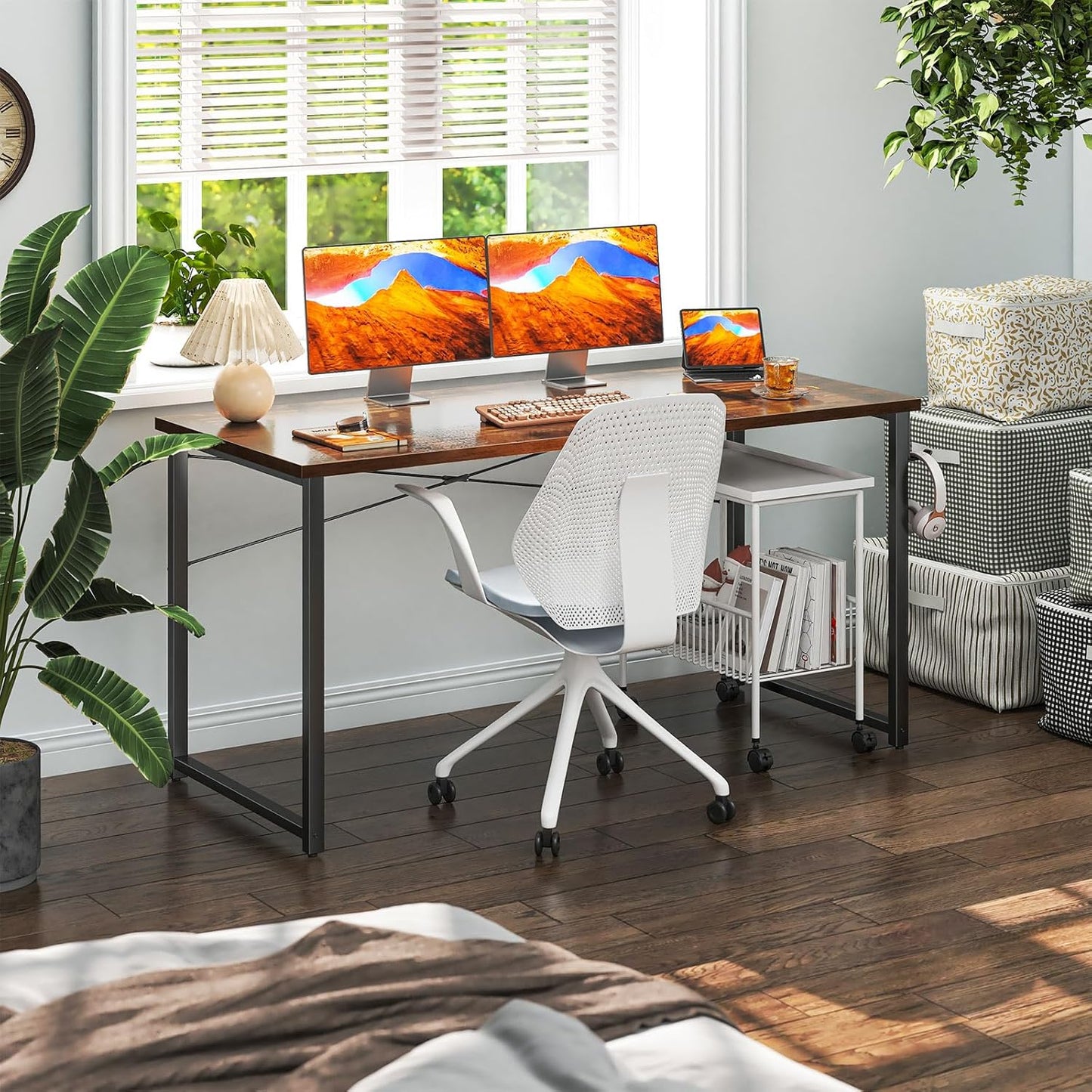 Coleshome 54 Inch Computer Desk, Modern Simple Style Desk for Home Office, Study Student Writing Desk, Vintage