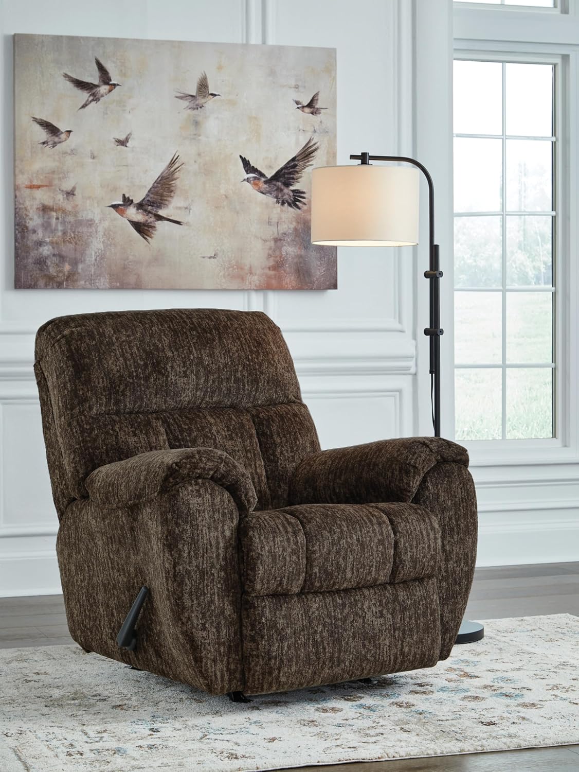 Signature Design by Ashley Rampant Casual Manual Rocker Recliner with Pillow-Top Arms, Dark Brown
