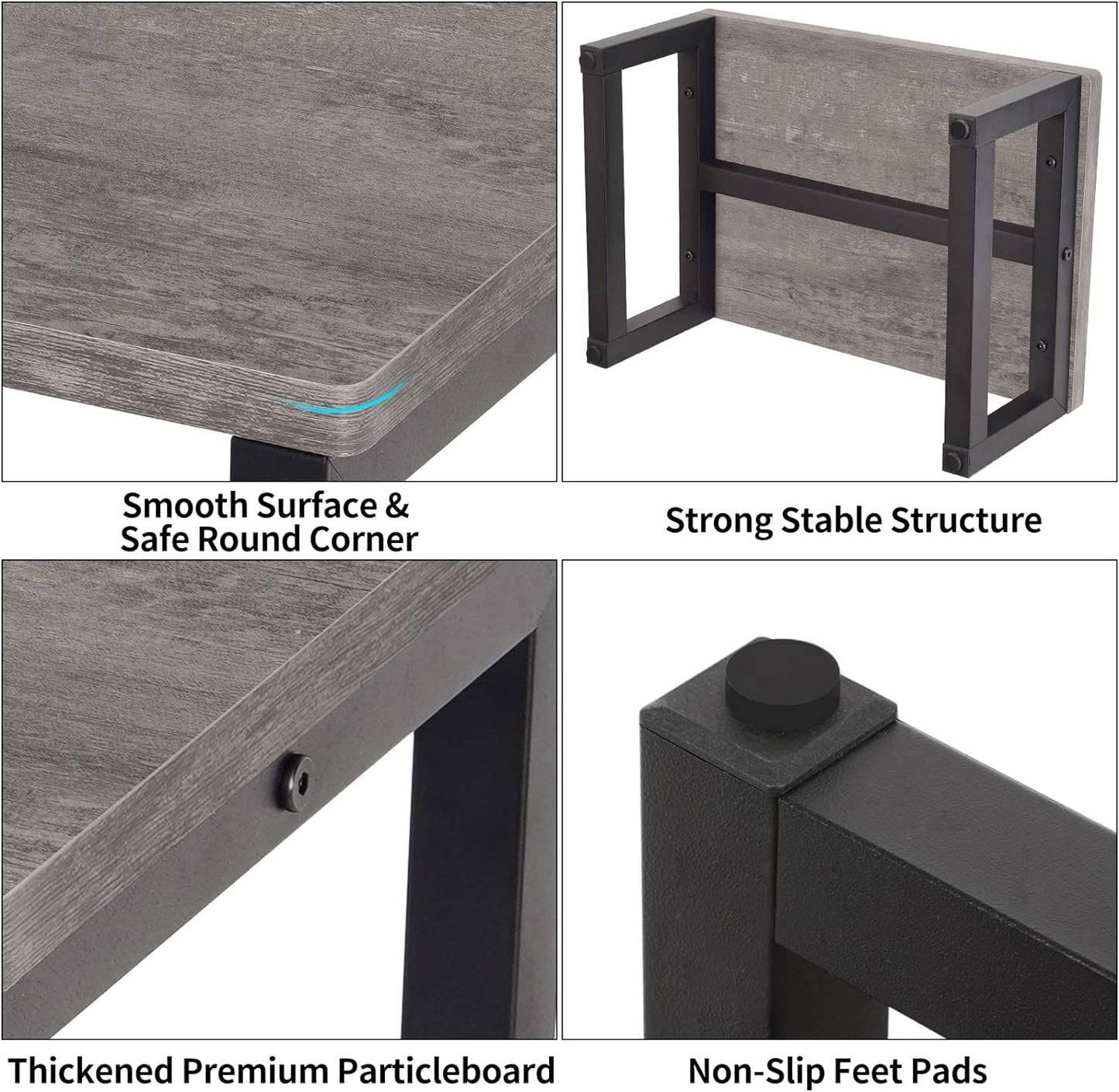 Snughome Wooden Step Stools for Adults Kids, Solid Portable Wooden Bedside Step Stool Adults Hold Up to 350 lb, One Step Foot Stool for Kitchen, Bedroom, Living Room, Bathroom - Self-Assembly(Grey)