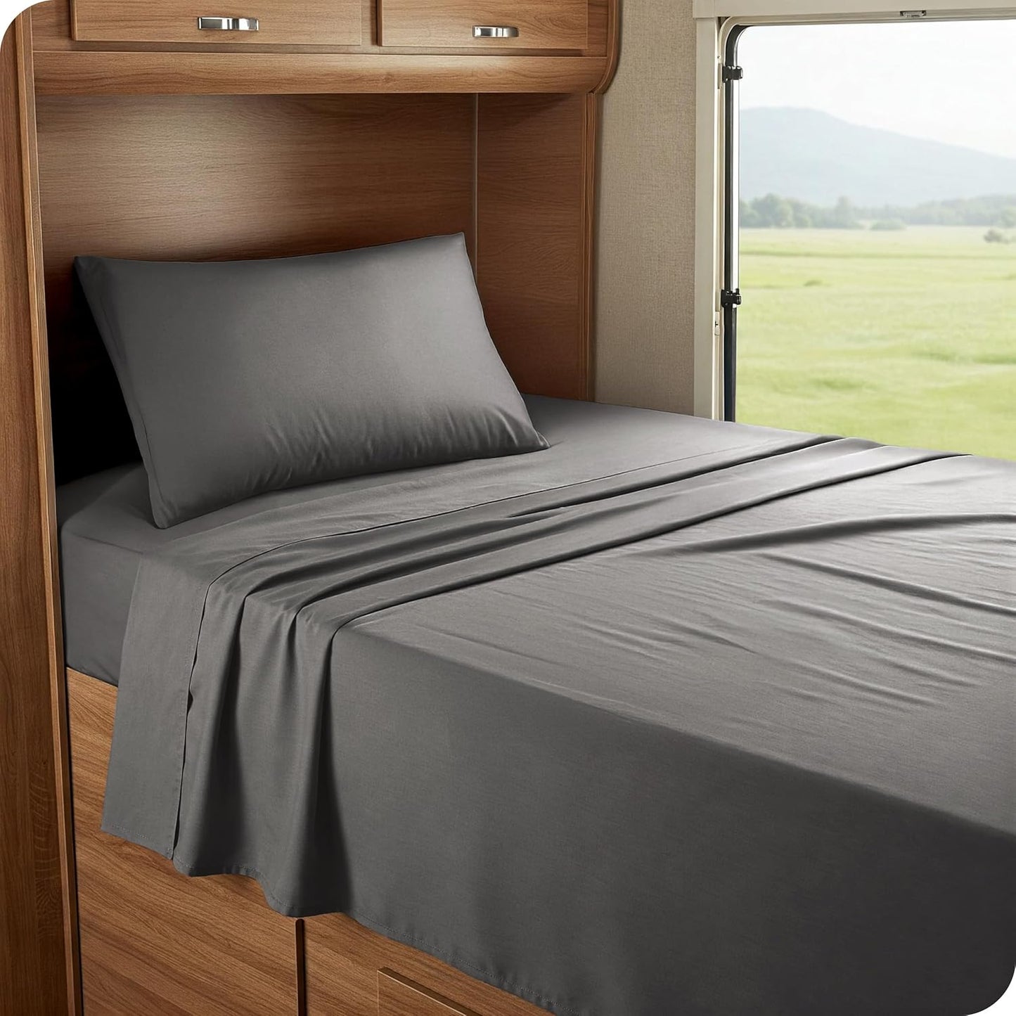 Bare Home RV Bunk Sheet Set - 1800 Ultra-Soft Microfiber - Double Brushed - Deep Pockets - Easy Fit - 3 Piece Set - Bed Sheets (RV Bunk (30x75), Grey)