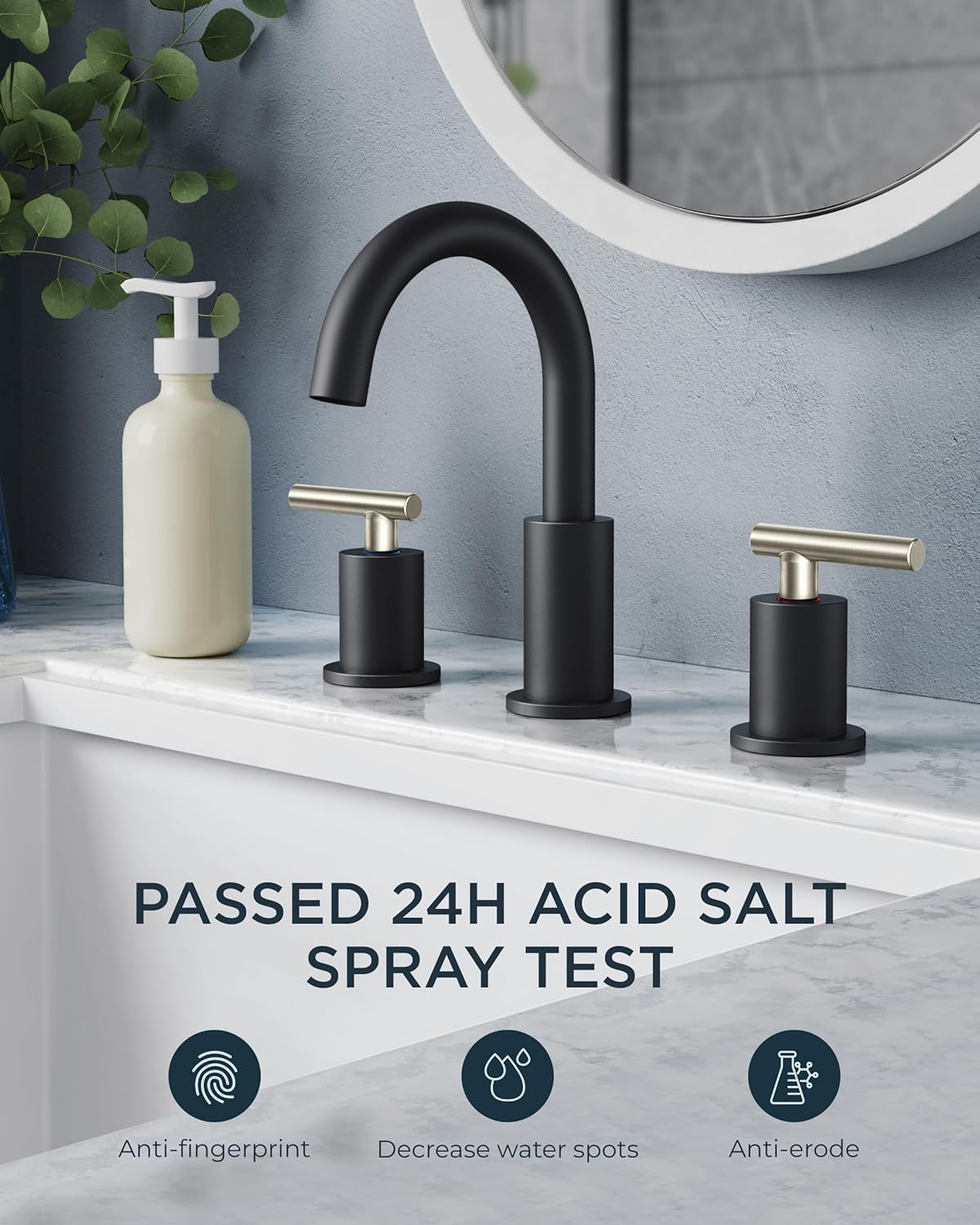 FORIOUS Brushed Nickel and Matte Black Bathroom Faucet 8 Inch, Black Widespread Bathroom Sink Faucet 3 Hole with Metal Pop Up Drain and Supply Line, 2 Handle Stainless Steel Vanity Room Remodel