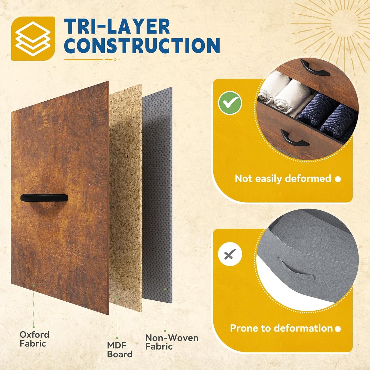 DWVO 8 Drawers Fabric Dresser, Furniture Storage Tower Cabinet, Organizer for Bedroom, Living Room, Hallway, Closet, Sturdy Steel Frame, Wooden Top, Easy-to-Pull Fabric Bins