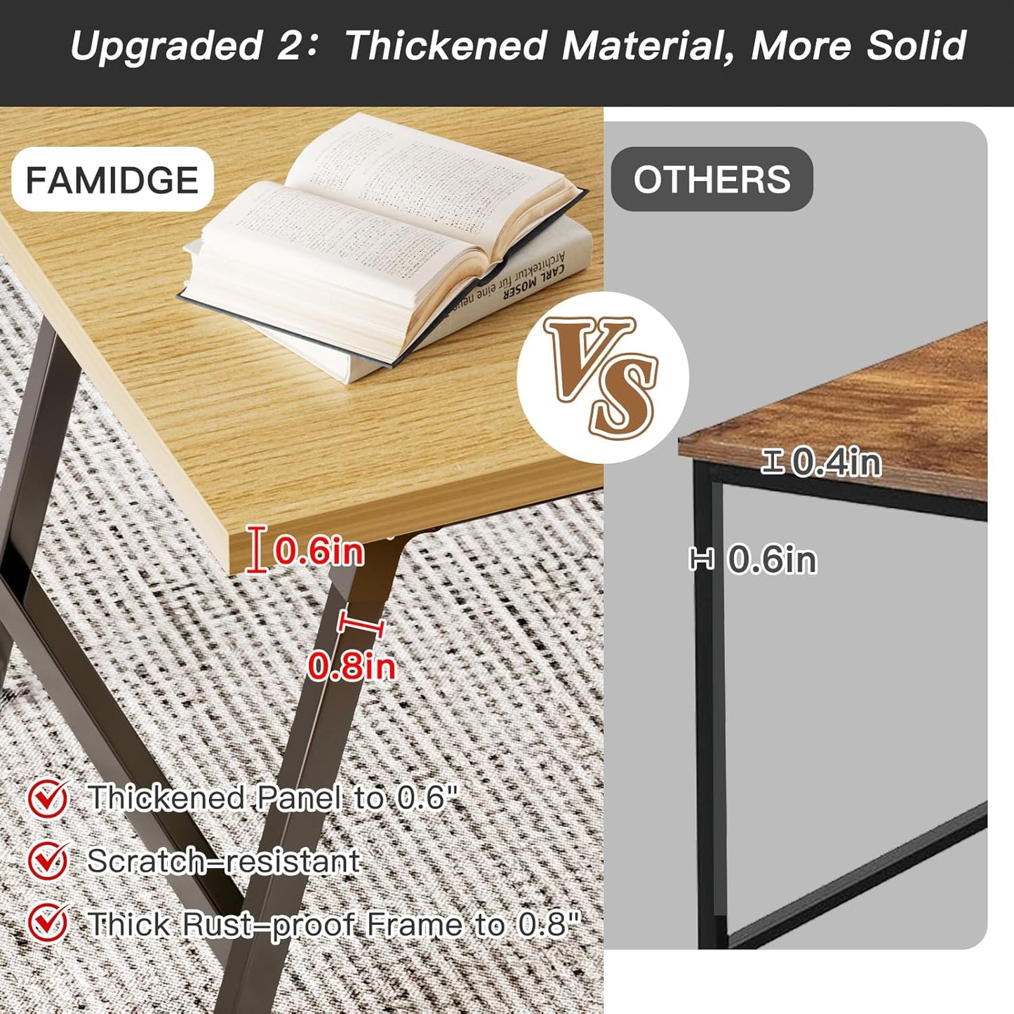 Folding Coffee Table, Portable Floor Table Desk for Sitting on The Floor, No Assembly Low Coffee Table for Living Room, Home, Caravan and Camping Use, Natural Wood, 39.4Lx19.7Wx15.8H