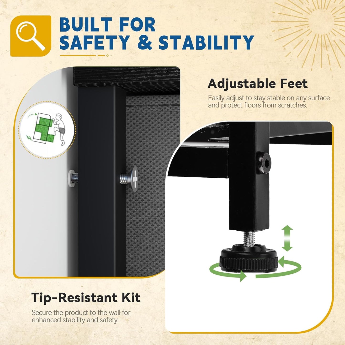 DWVO Dresser with 9 Drawers - Fabric Storage Tower, Organizer Unit for Living Room, Hallway - Sturdy Steel Frame, Wooden Top & Easy Pull Fabric Bins